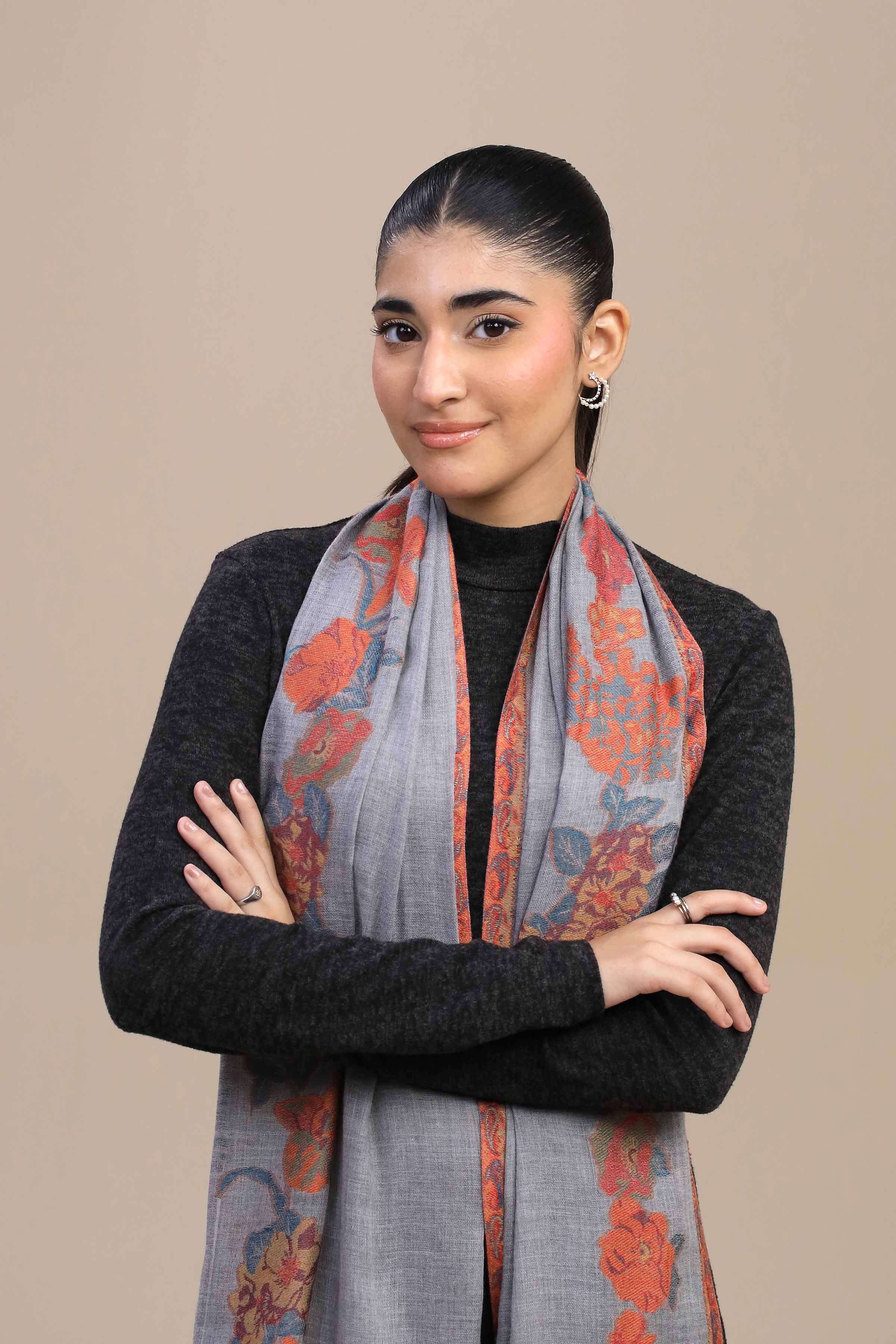 Grey Women's Shawl by Nishat Linen â€“ Stylish Winter Wear