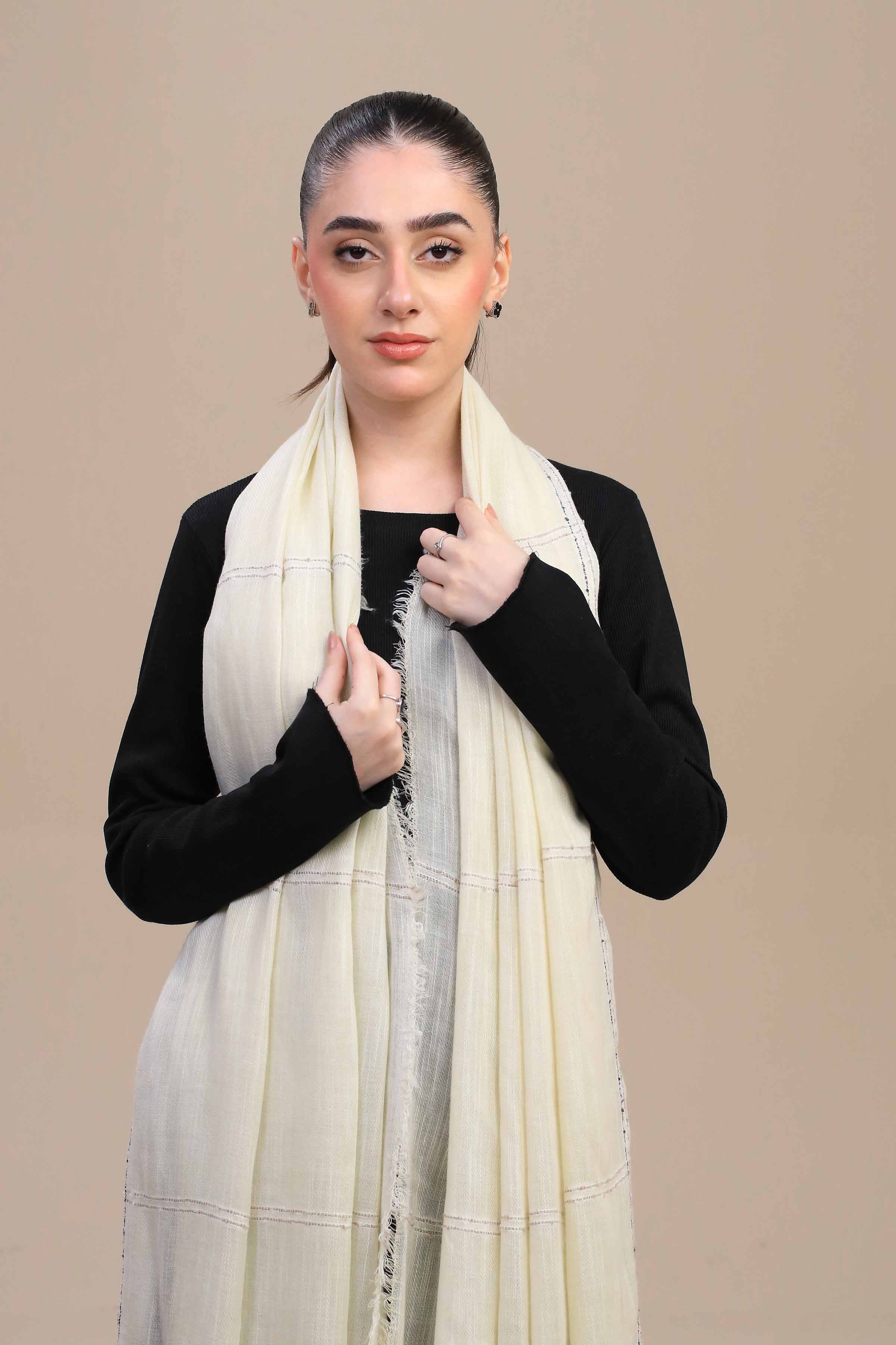 Off White Women Shawl-447192107  for Women â€“ Women Shawl Collection | Nishat | Shop Online