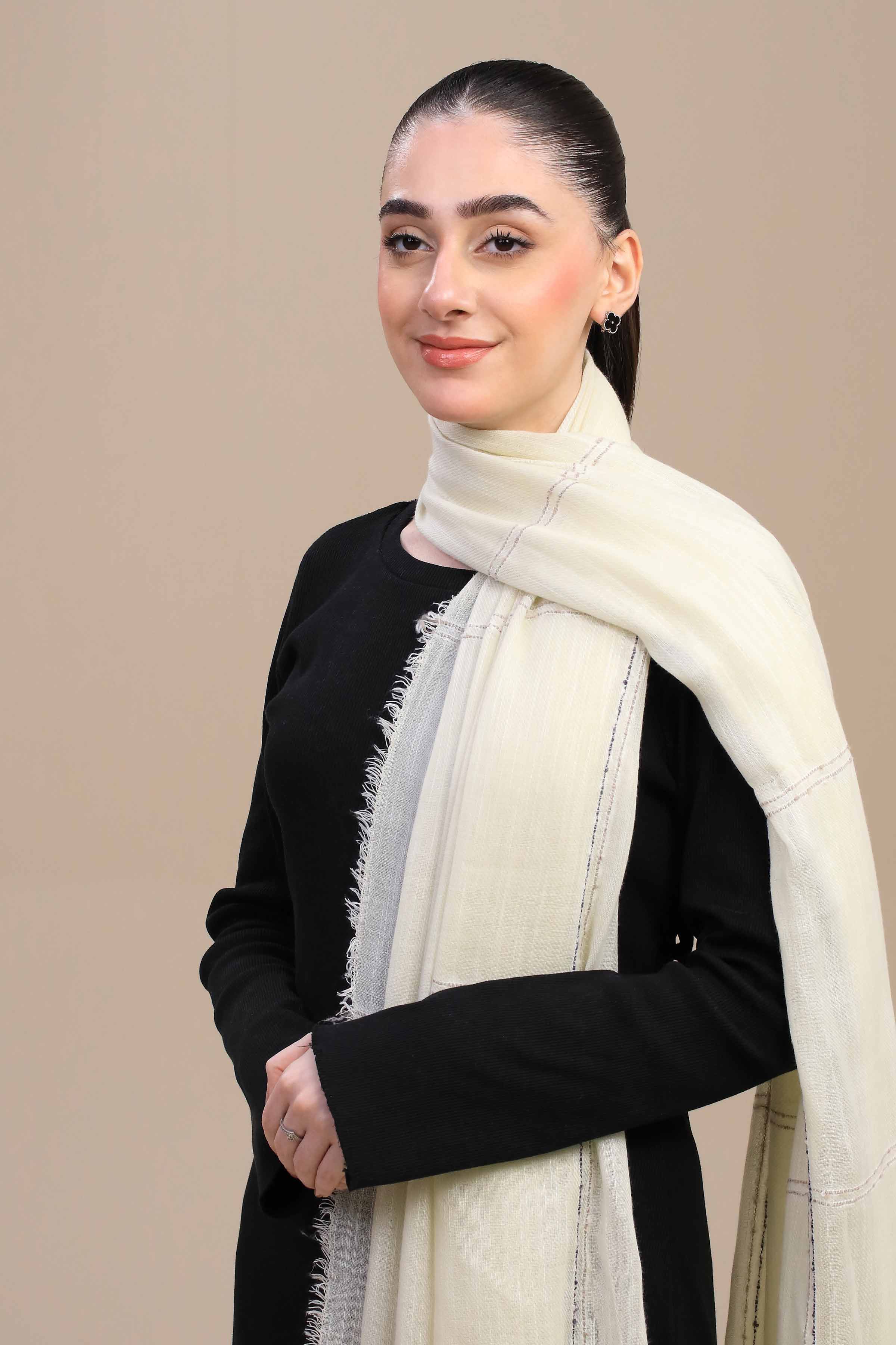 Off White Women Shawl-447192107  for Women â€“ Women Shawl Collection | Nishat | Shop Online