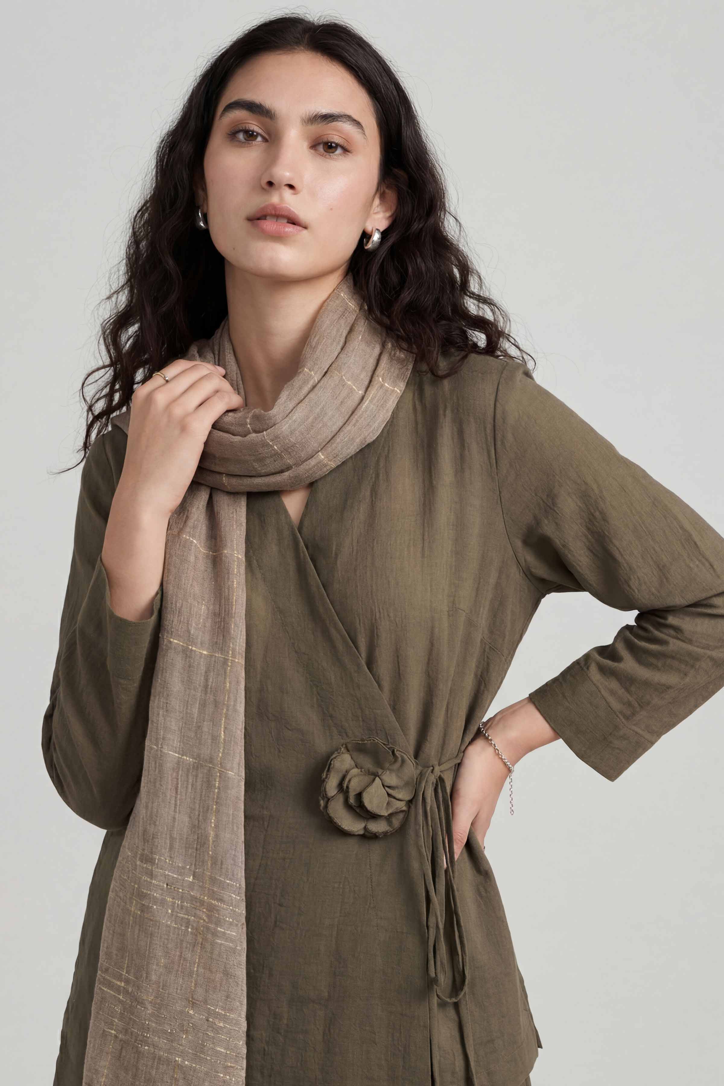 Khaki Women Scarf-447772130