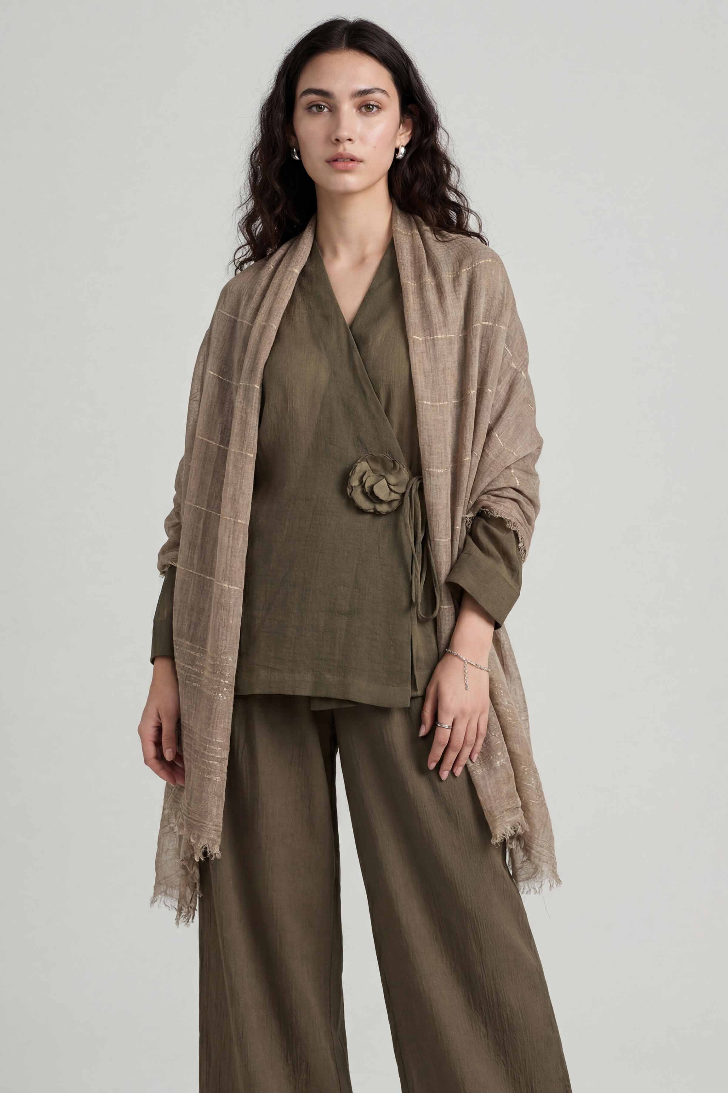 Khaki Women Scarf-447772130