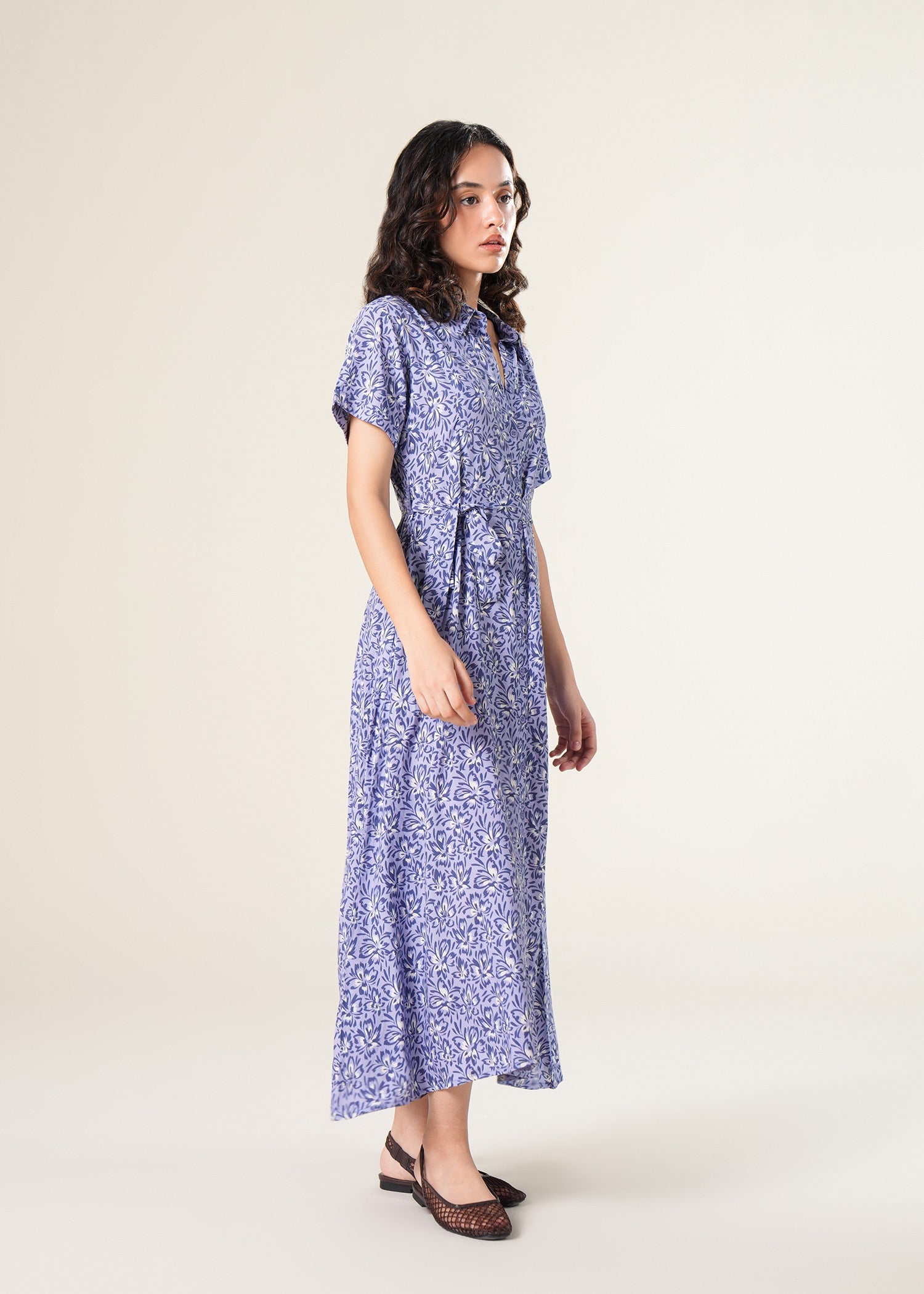 Floral Print A-Line Dress- WS25-260