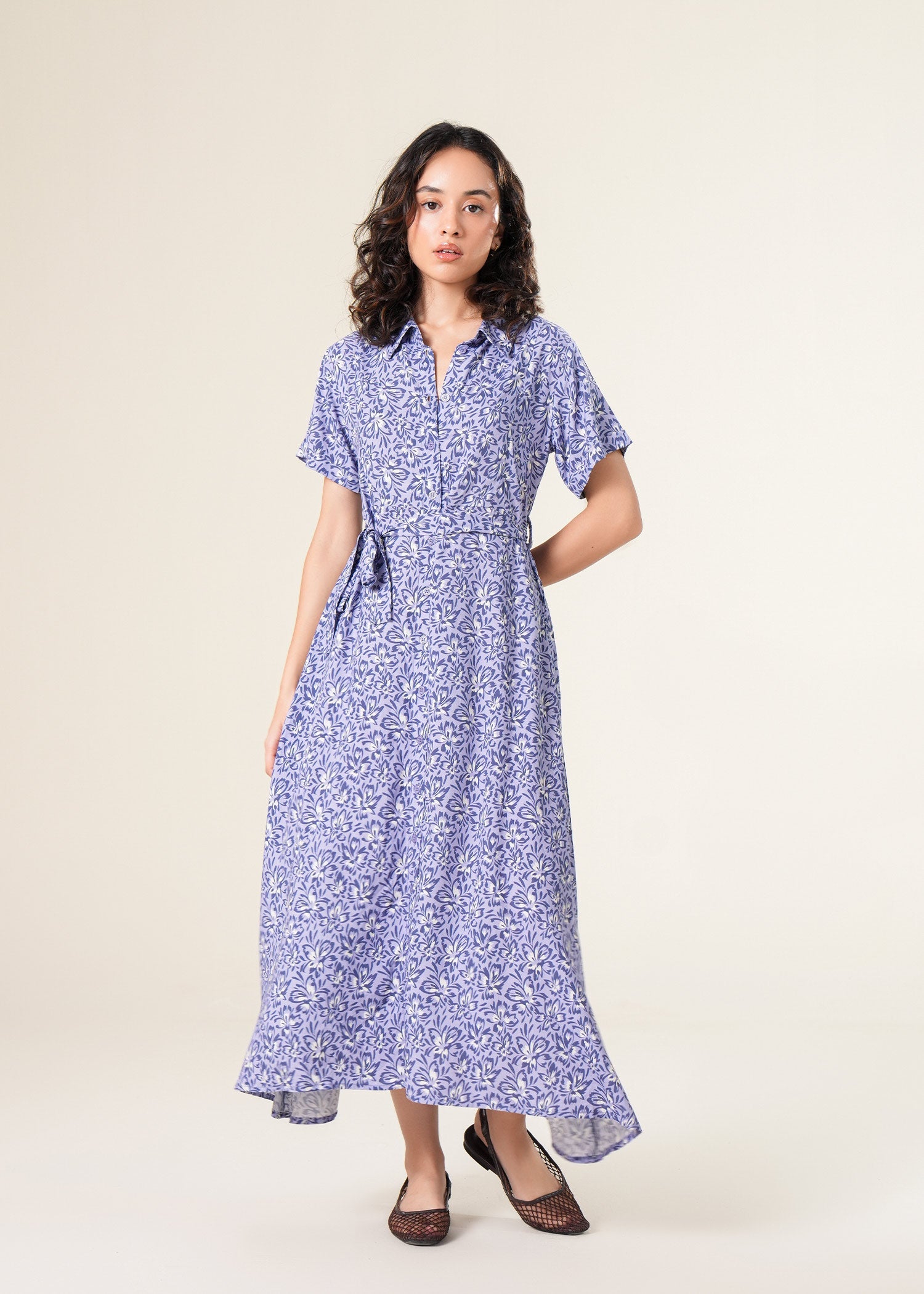 Floral Print A-Line Dress- WS25-260