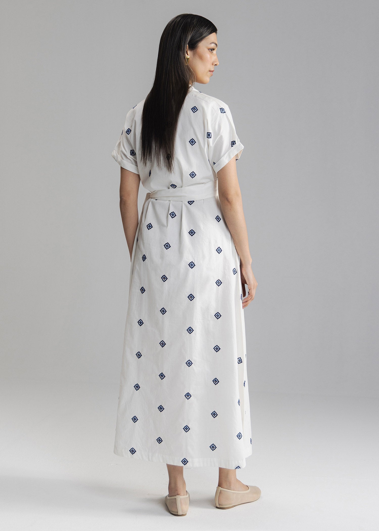 Embroidered Button Down Dress- WS26-39