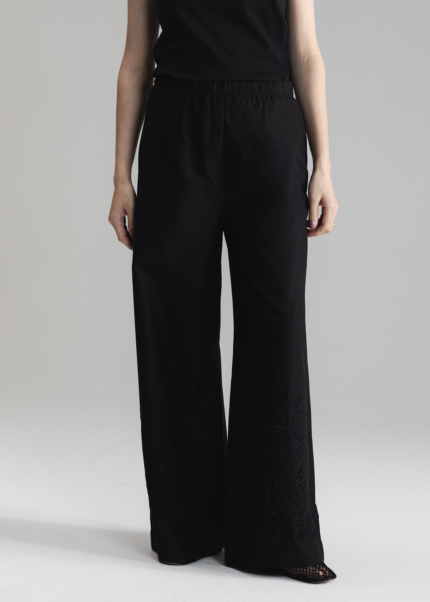 Schiffli Wide Leg Trouser- WS26-96