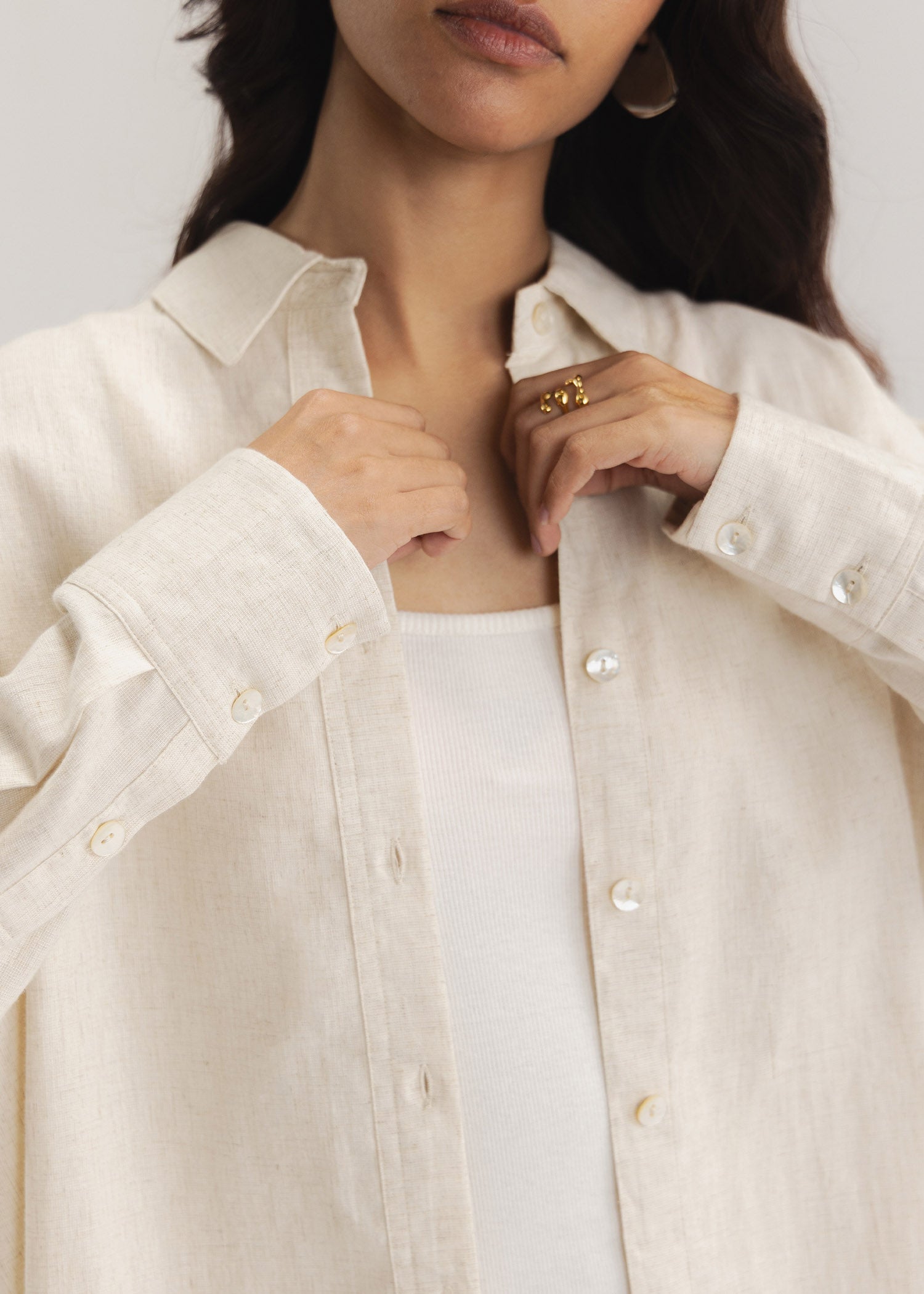 Linen Blend Button Down Shirt- WS26-08