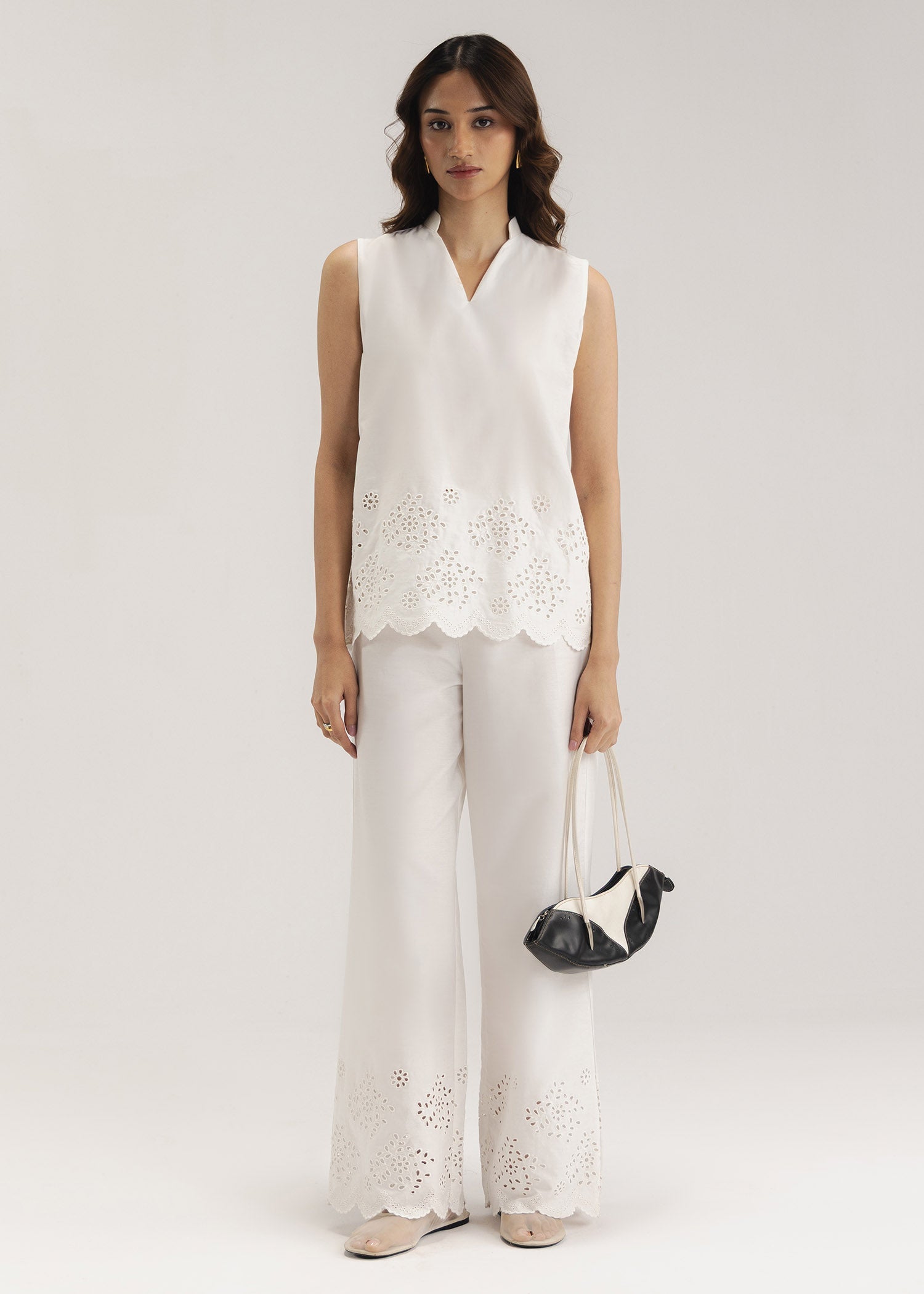 Schiffli Wide Leg Trouser- WS26-10