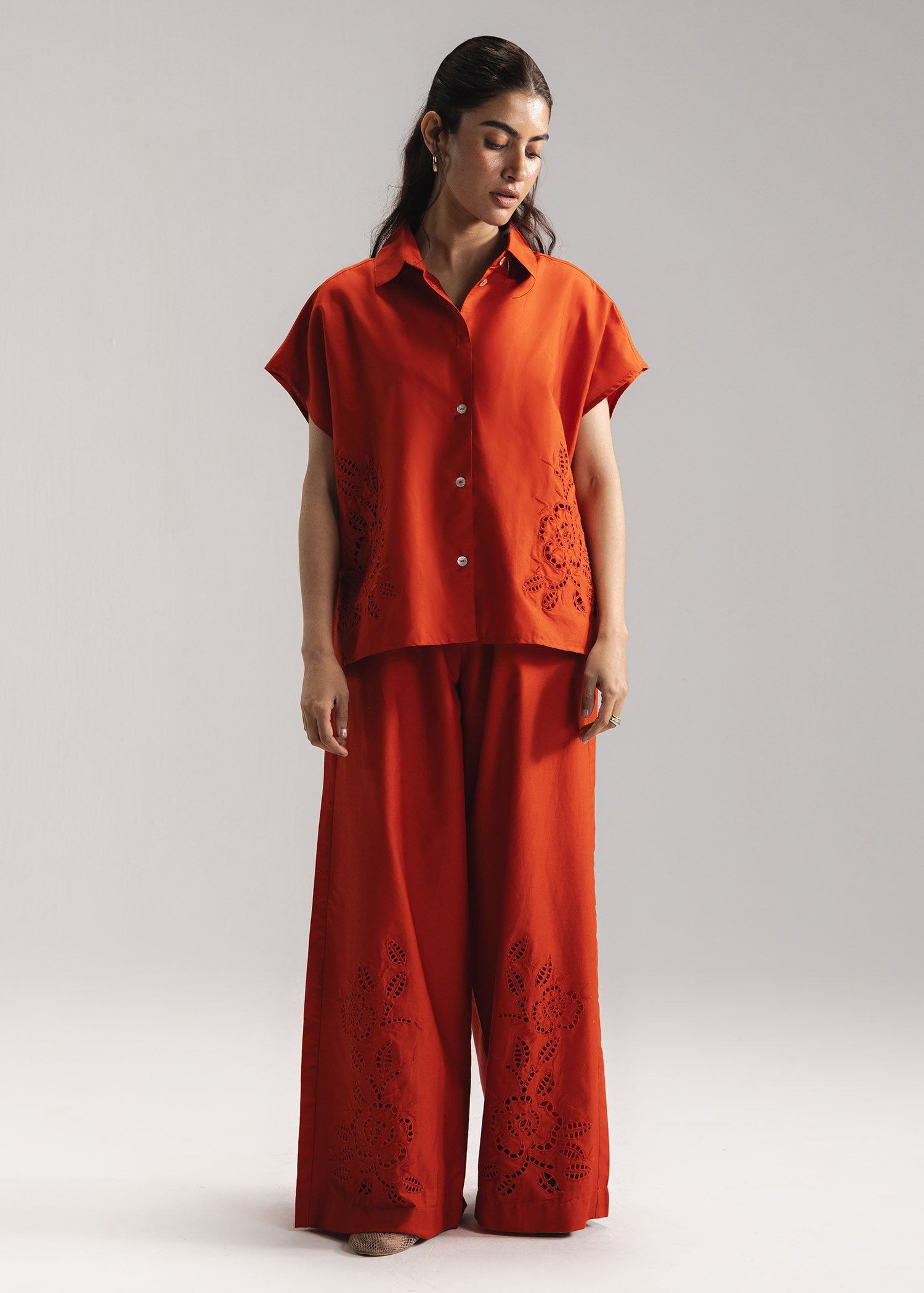 Schiffli Wide Leg Trouser- WS26-95