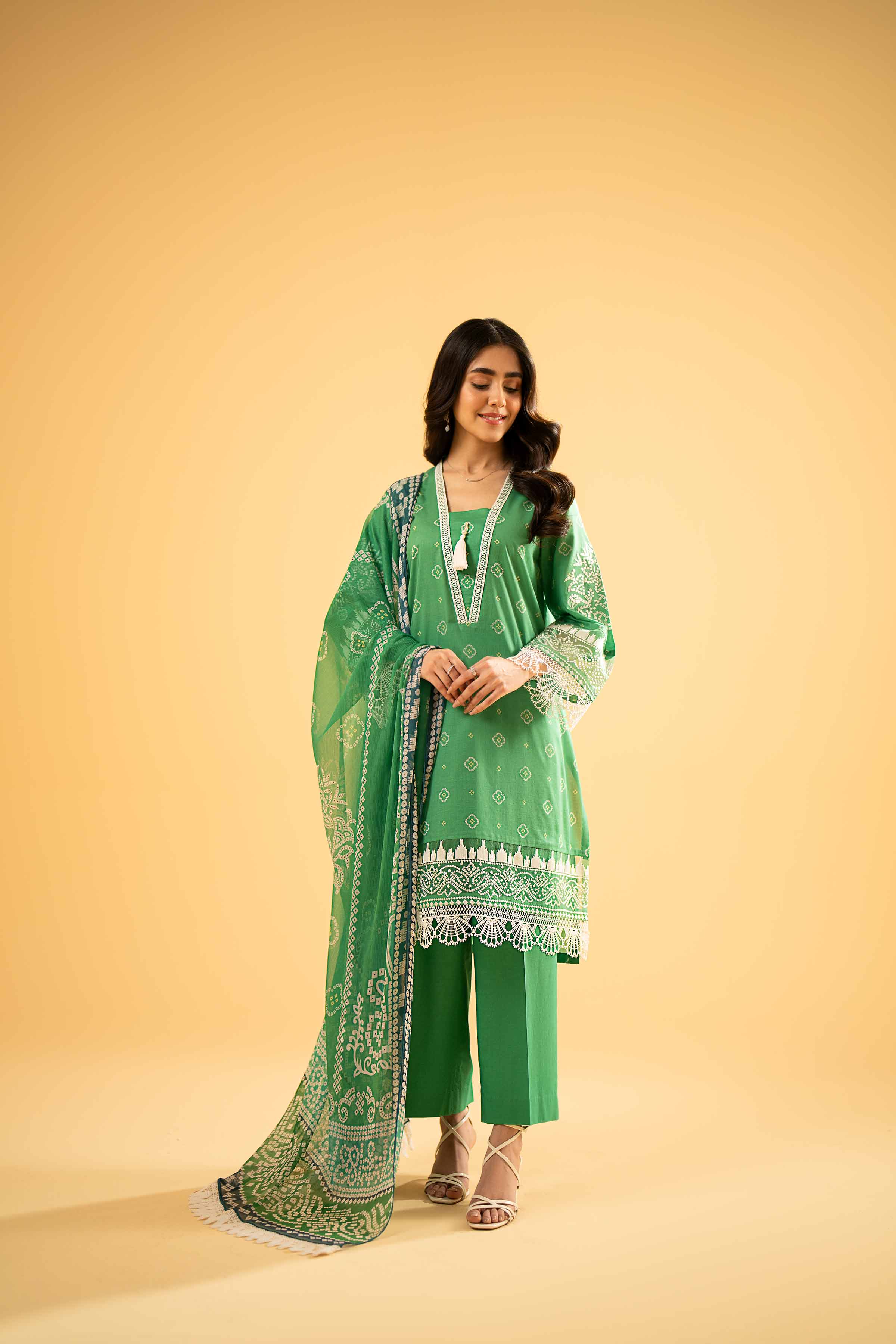 2 Piece - Printed Embroidered Suit - 42401763