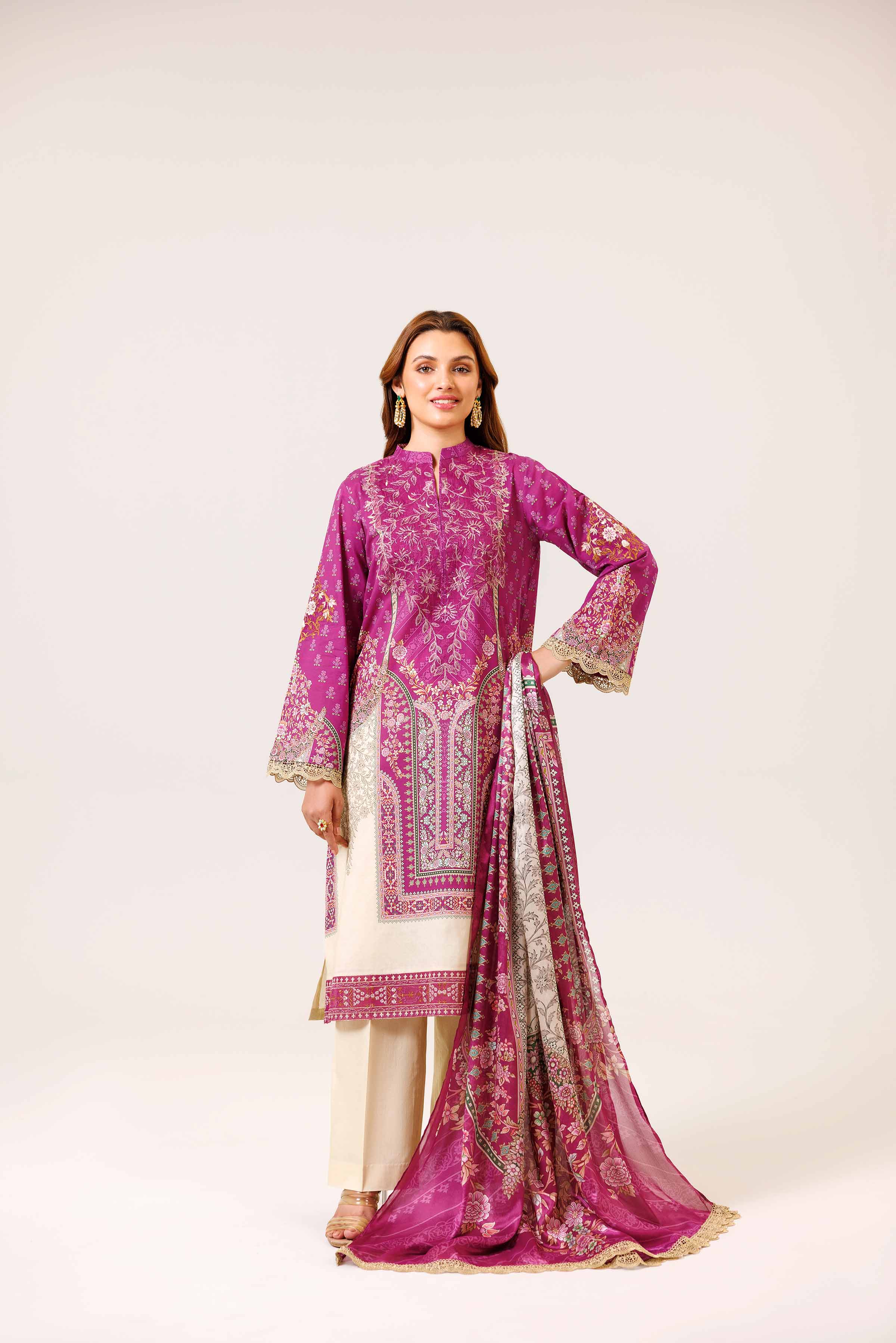 3 Piece - Digital Printed Embroidered Suit - 42401783