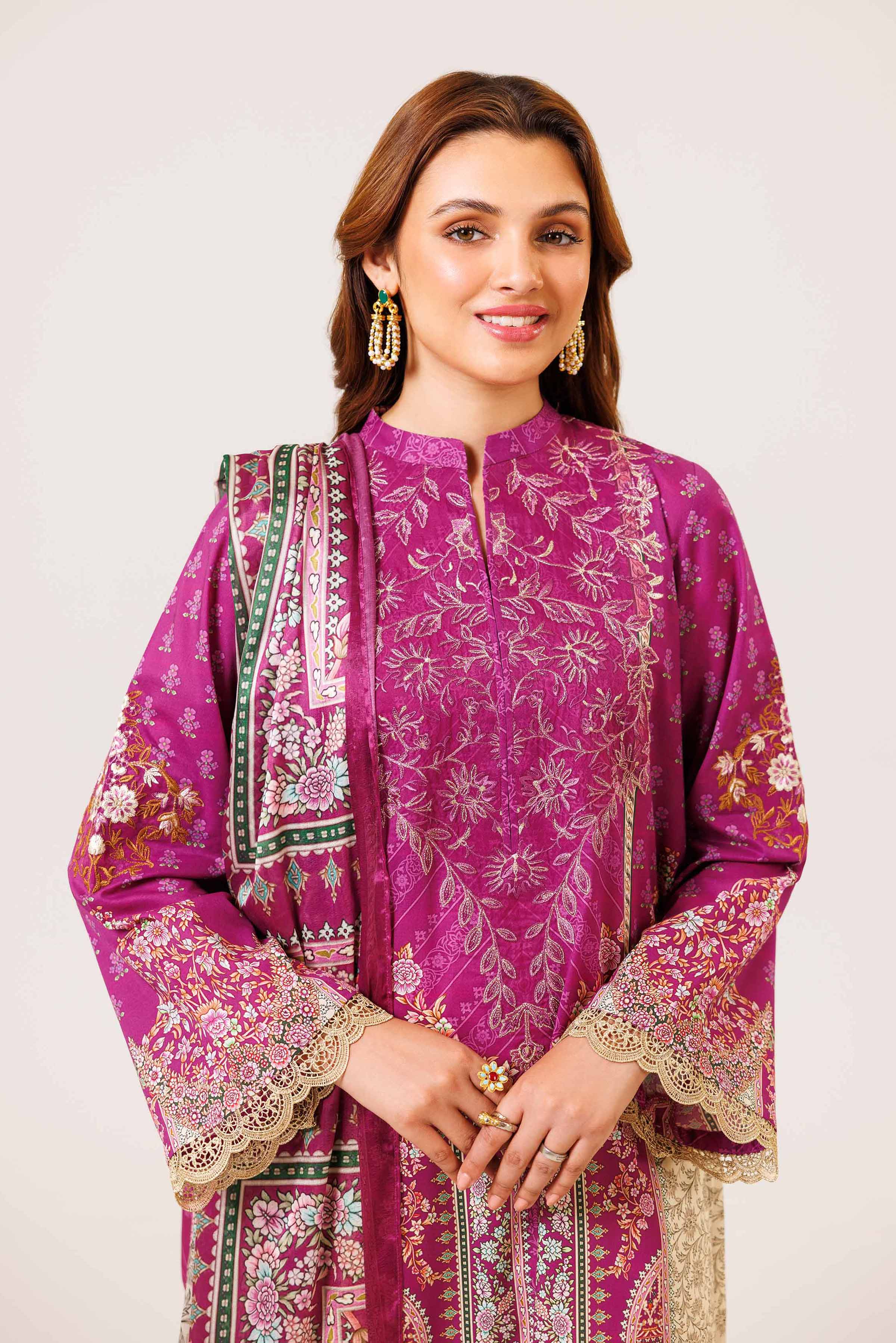 3 Piece - Digital Printed Embroidered Suit - 42401783