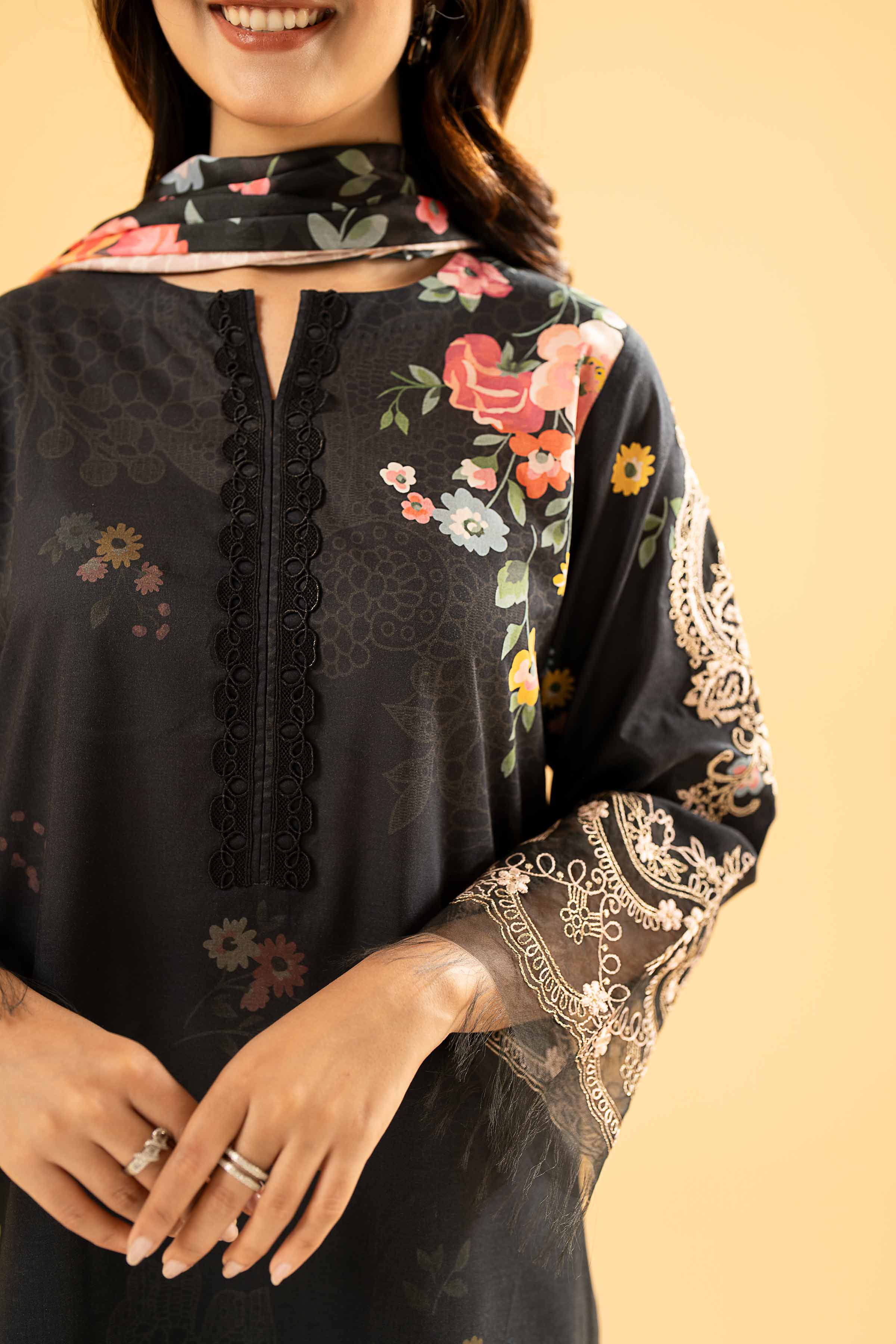 3 Piece - Digital Printed Embroidered Suit - 42401784