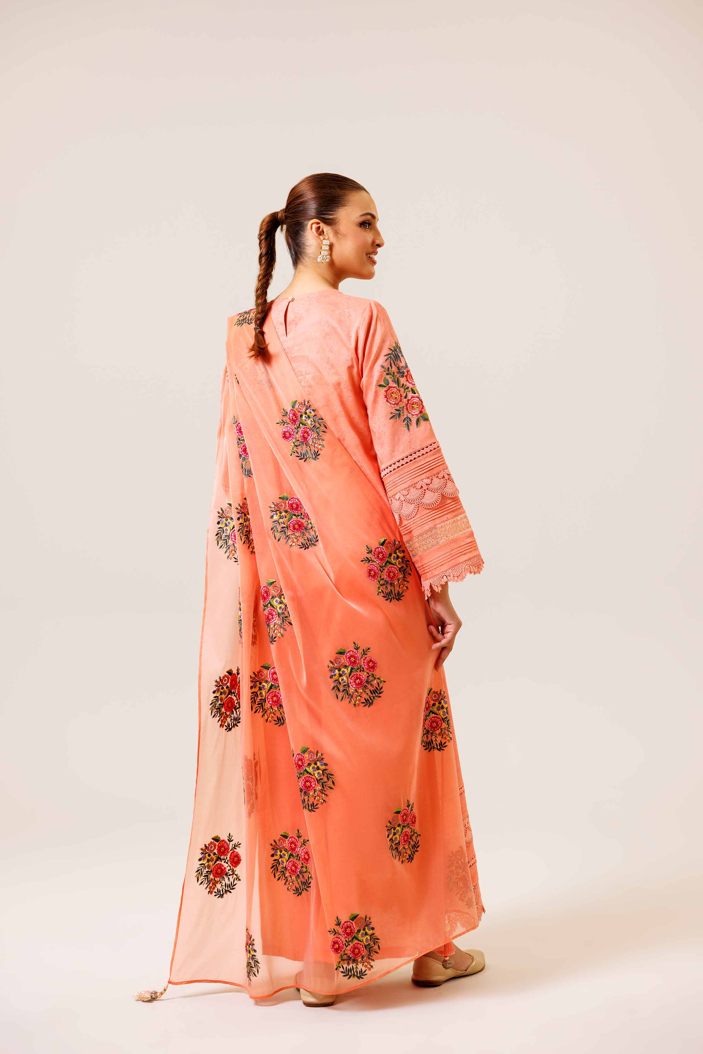 3 Piece - Printed Embroidered Suit - 42401827