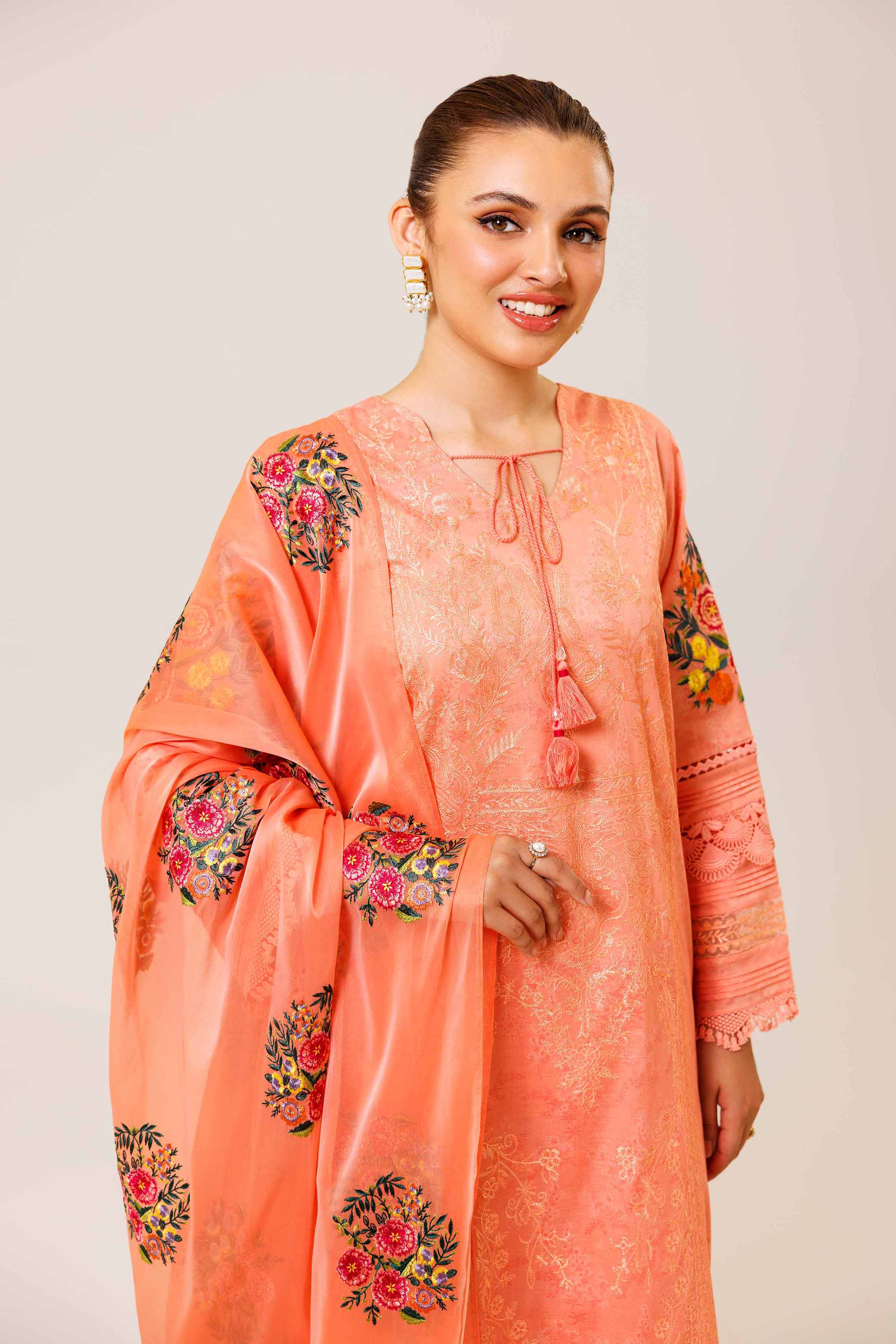3 Piece - Printed Embroidered Suit - 42401827