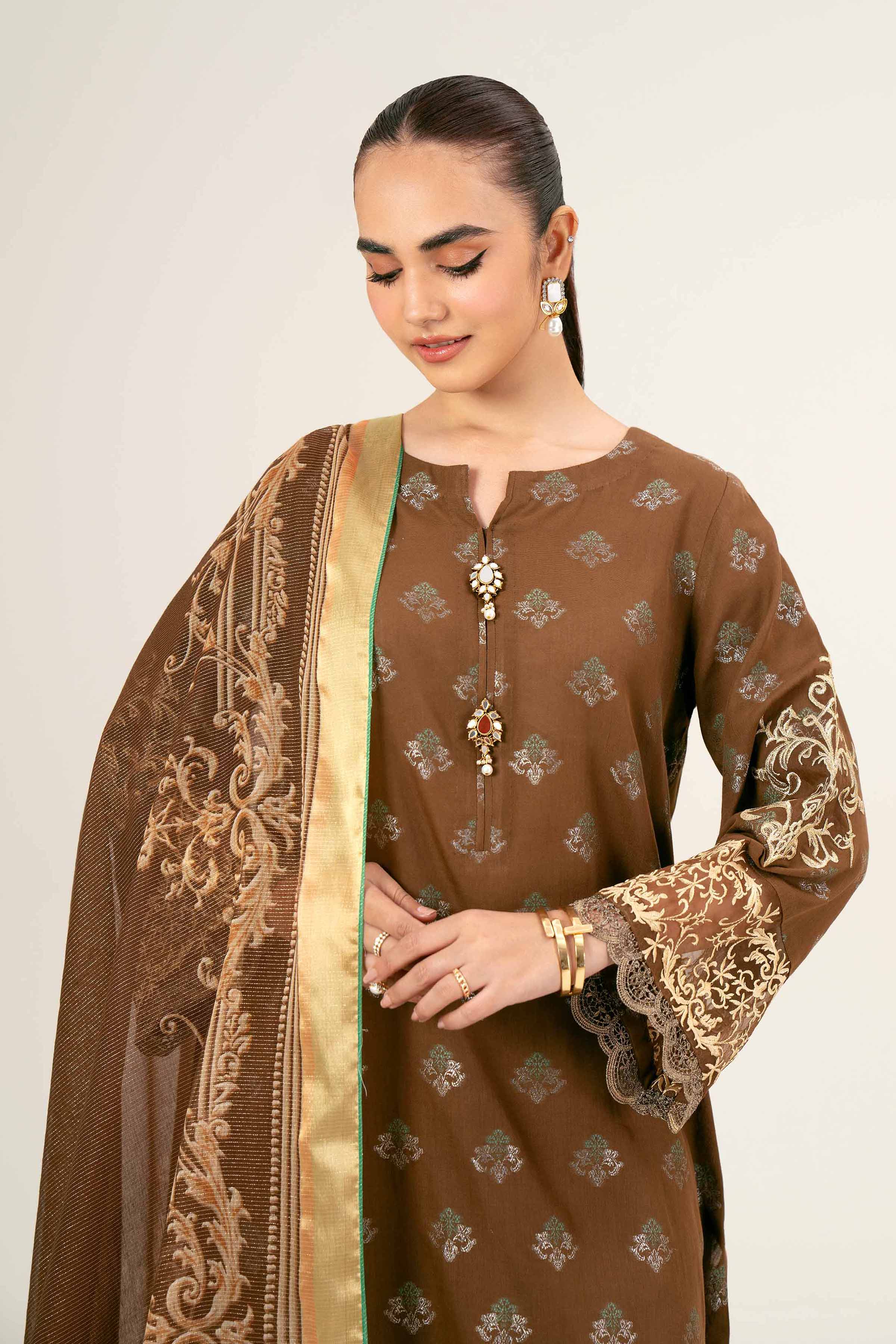 3 Piece - Jacquard Embroidered Suit - 42401930
