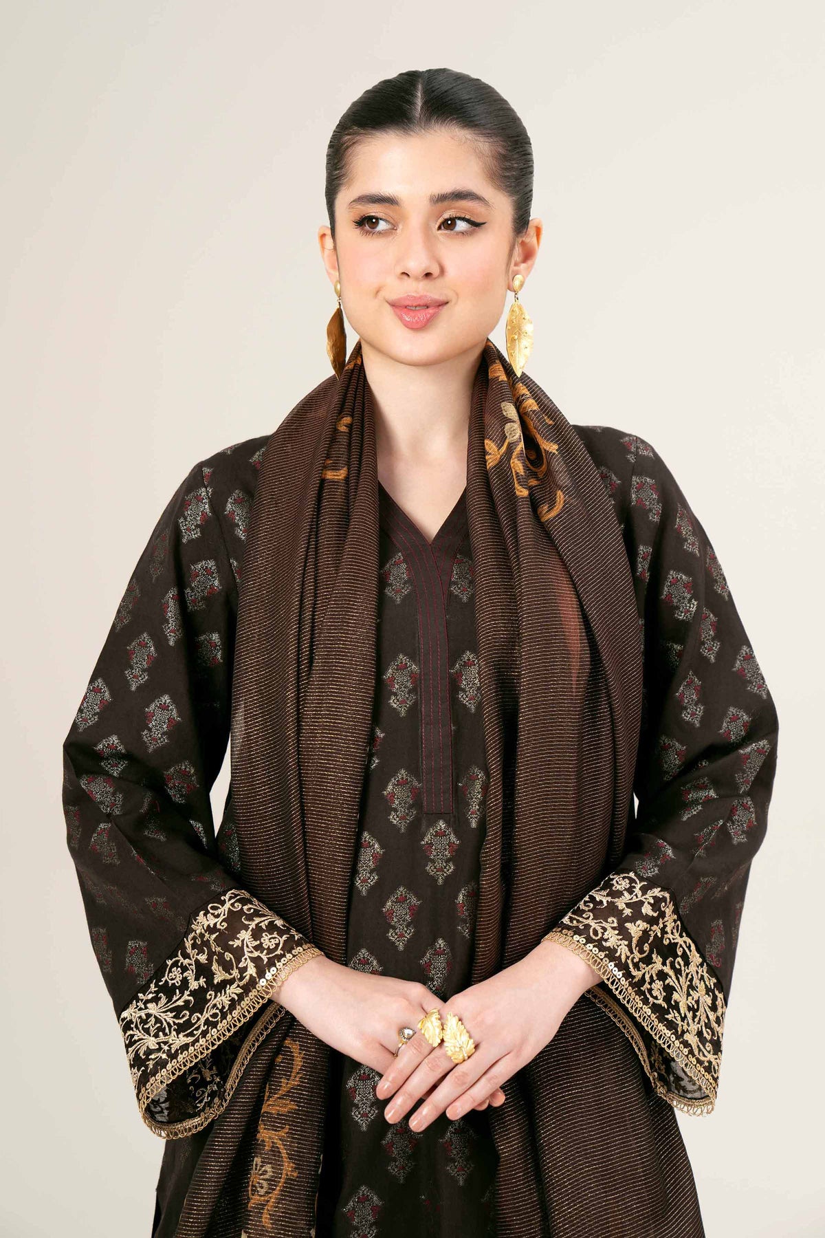3 Piece - Jacquard Embroidered Suit - 42401931