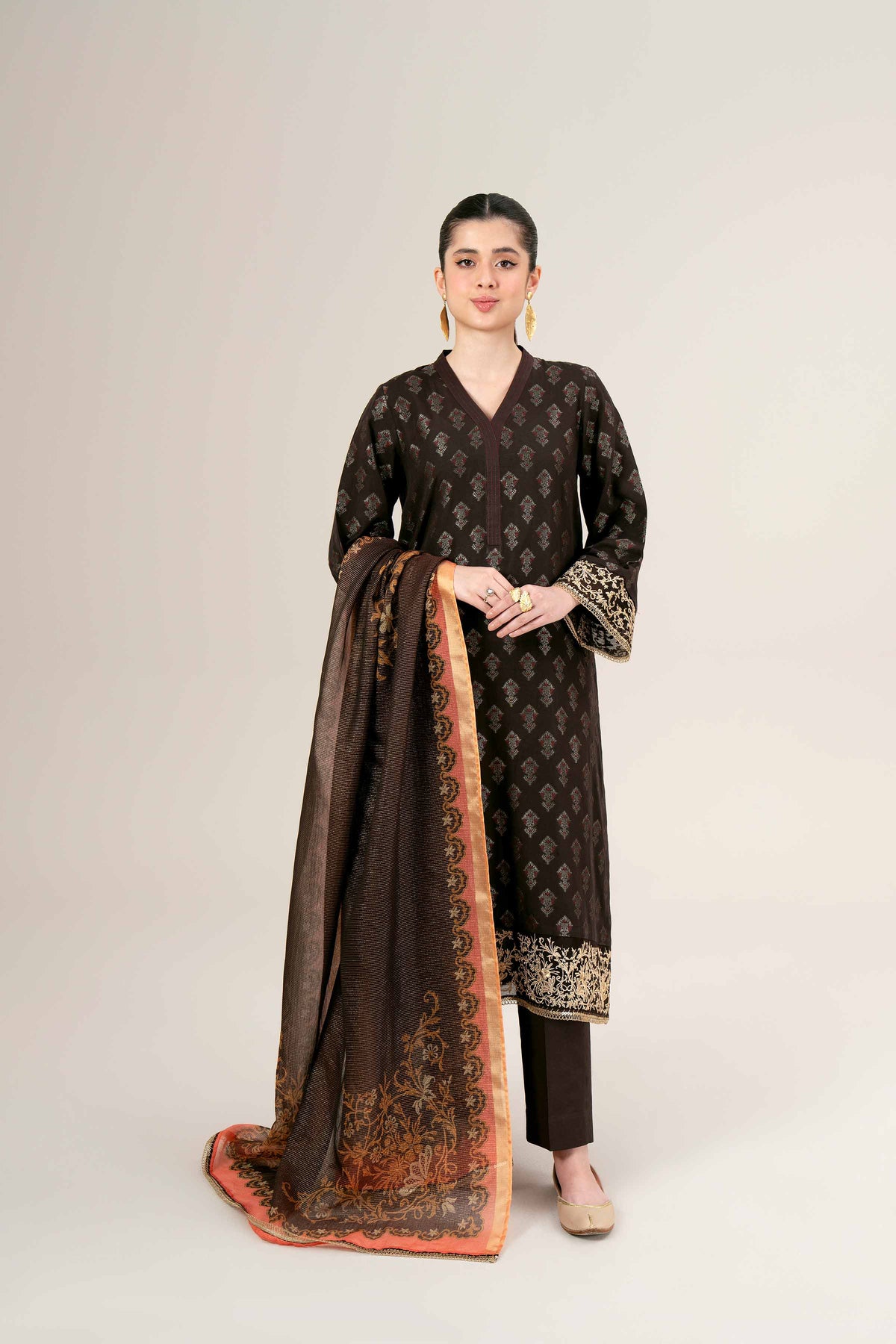 3 Piece - Jacquard Embroidered Suit - 42401931