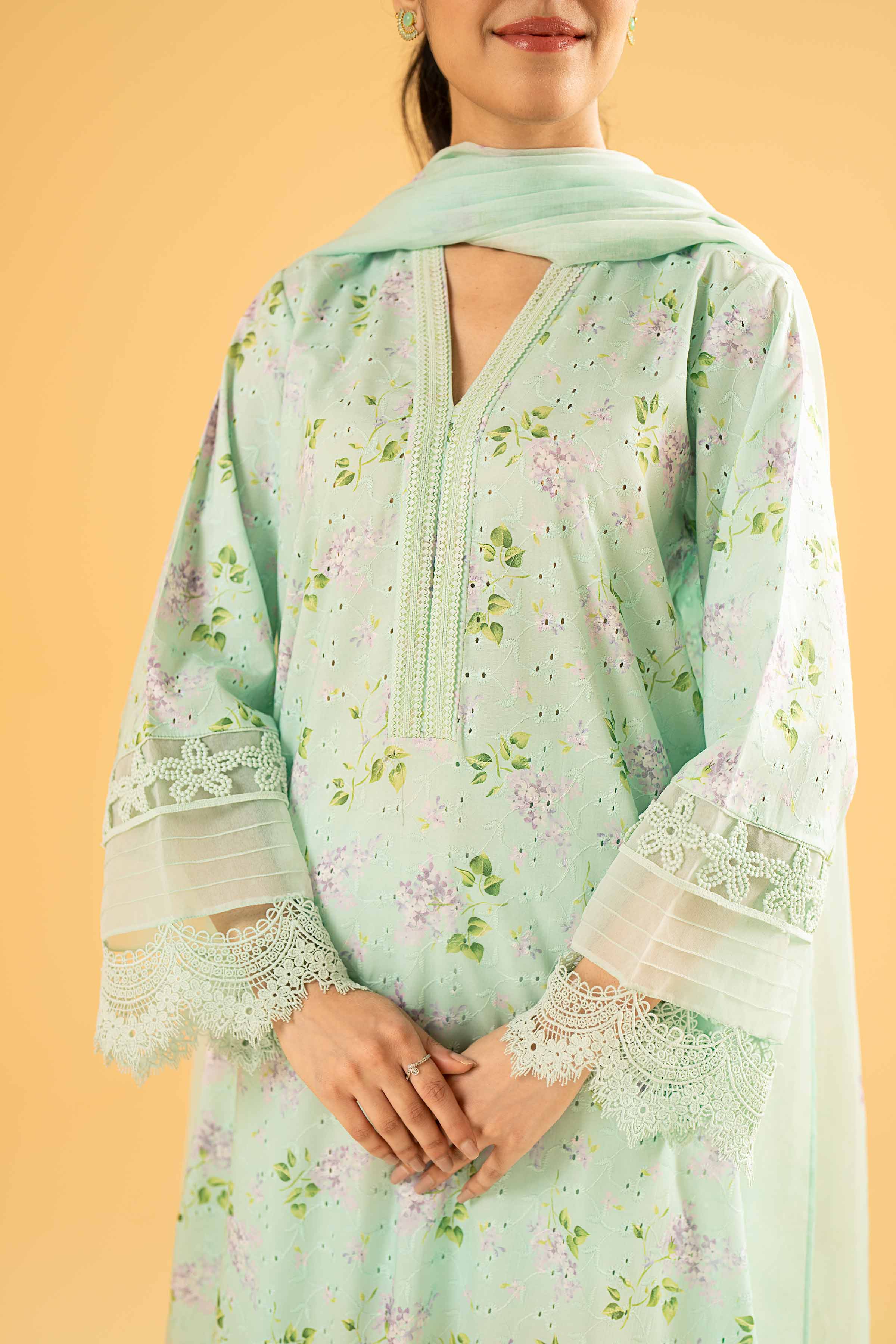 3 Piece - Digital Printed Embroidered Suit - 42401965