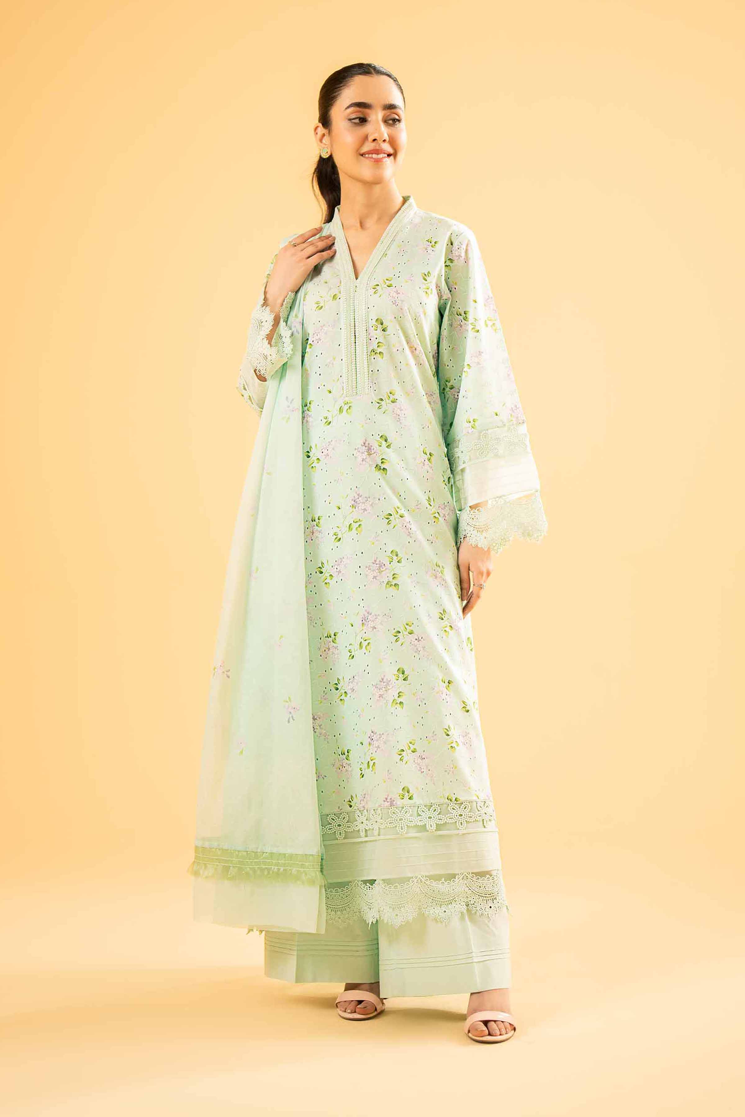 3 Piece - Digital Printed Embroidered Suit - 42401965