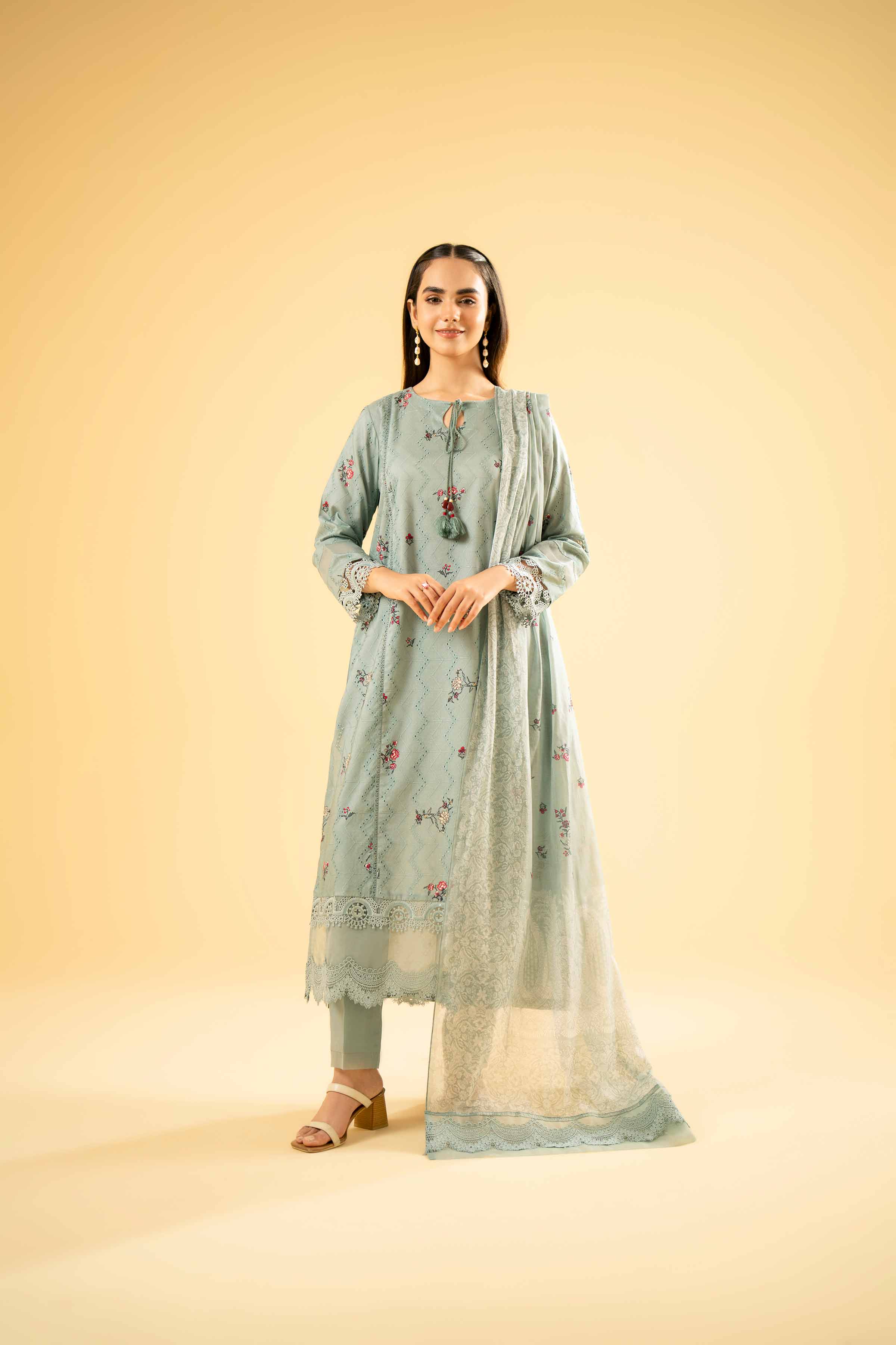 3 Piece - Digital Printed Embroidered Suit - 42401971