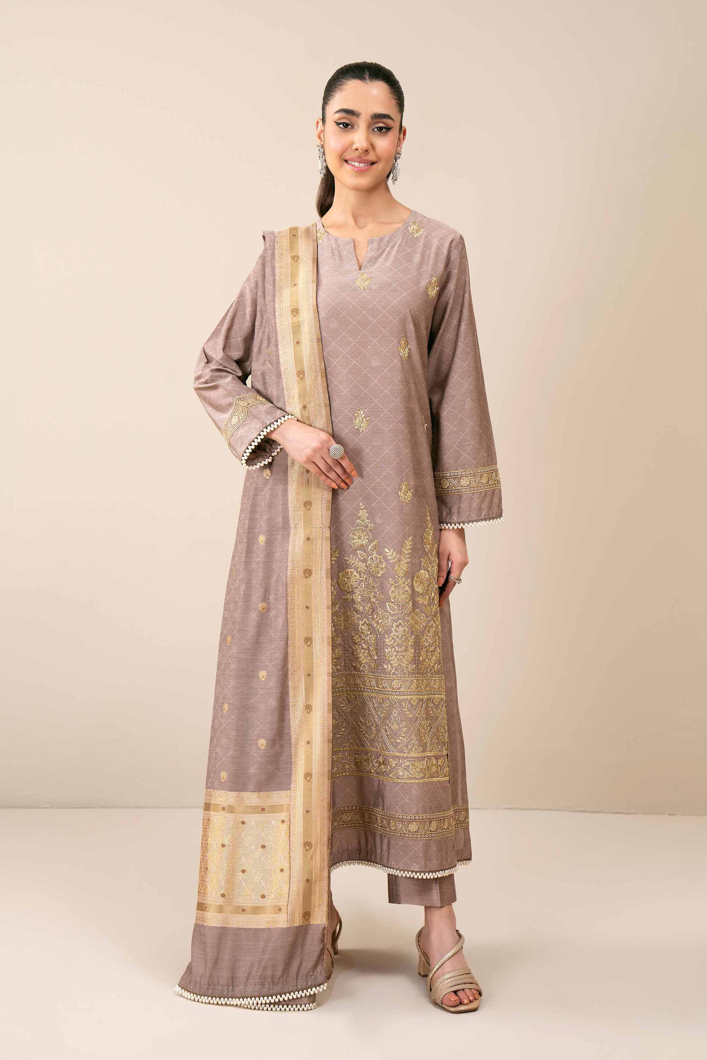 3 Piece - Yarn Dyed Embroidered Suit - 42401976