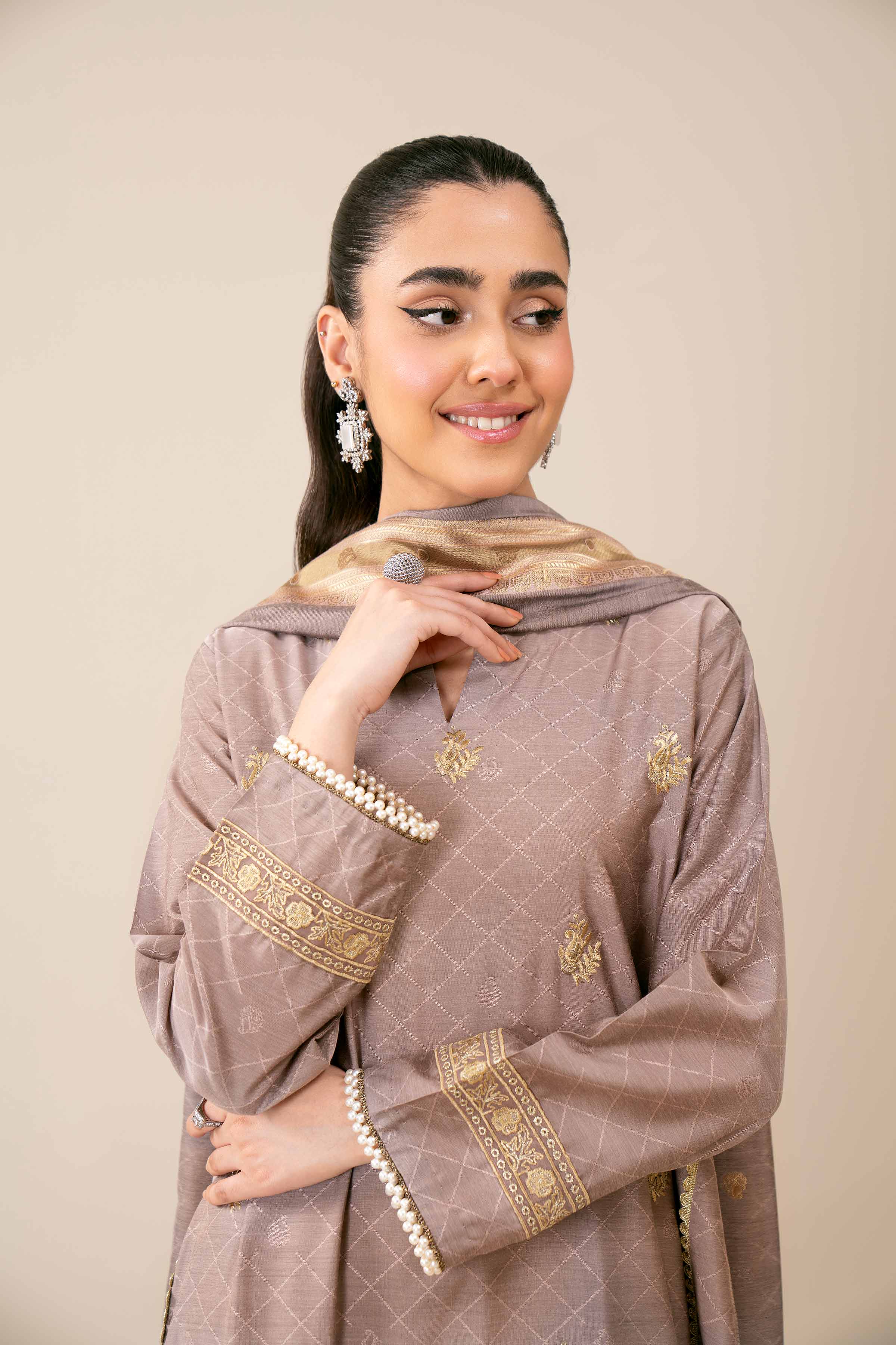 3 Piece - Yarn Dyed Embroidered Suit - 42401976