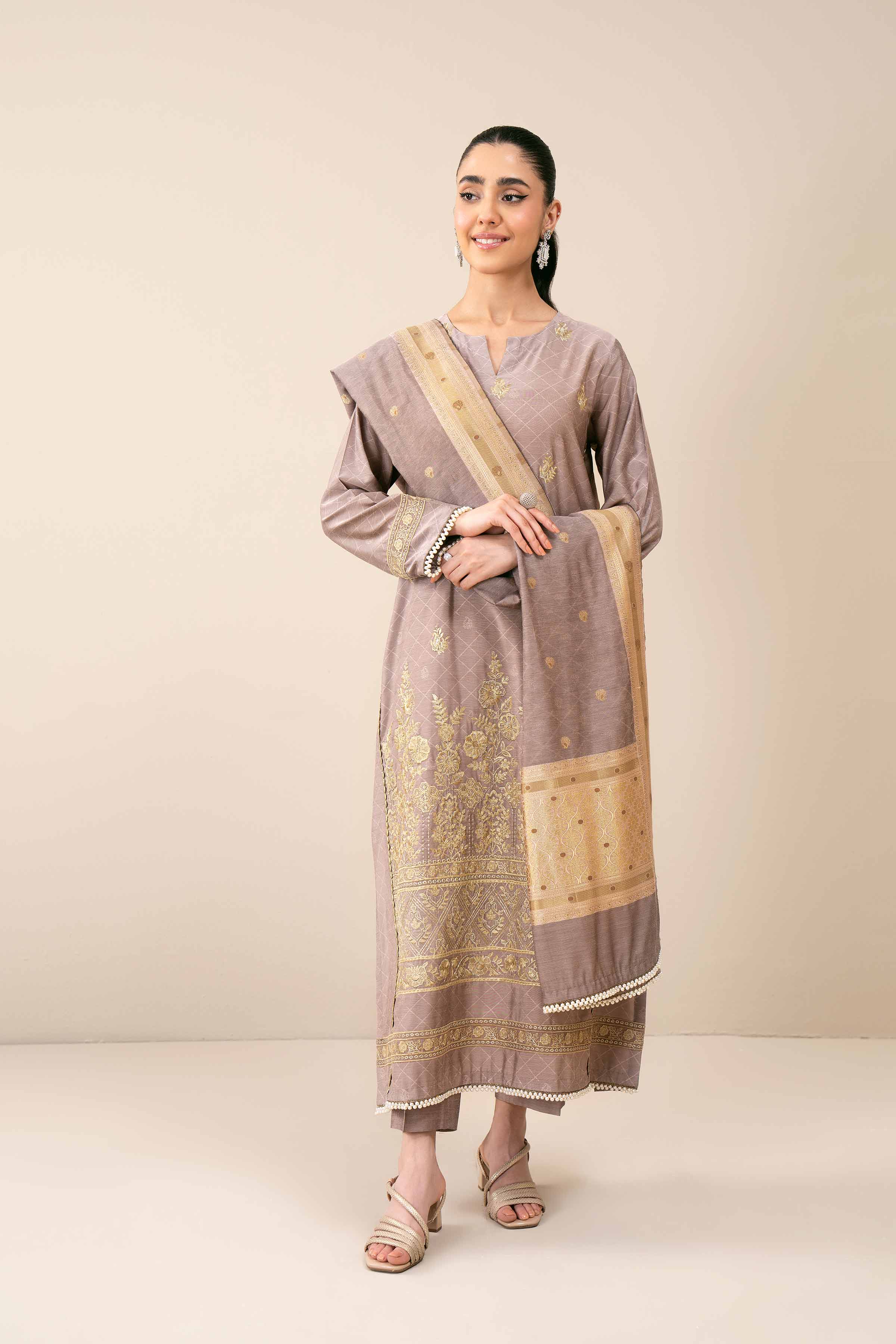 3 Piece - Yarn Dyed Embroidered Suit - 42401976