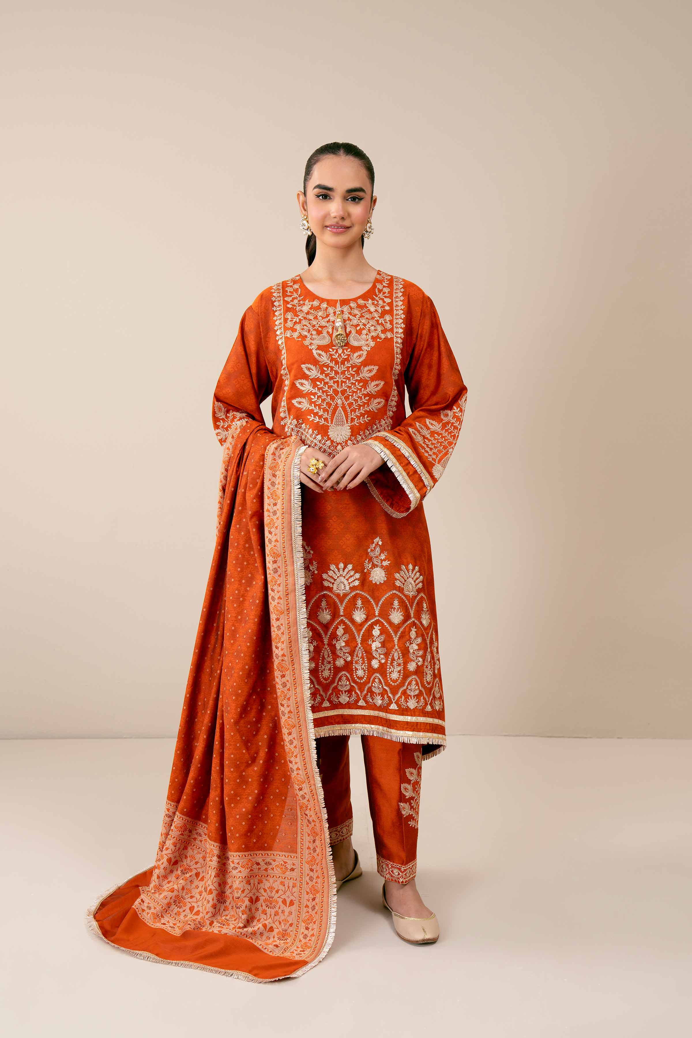 3 Piece - Yarn Dyed Embroidered Suit - 42401977