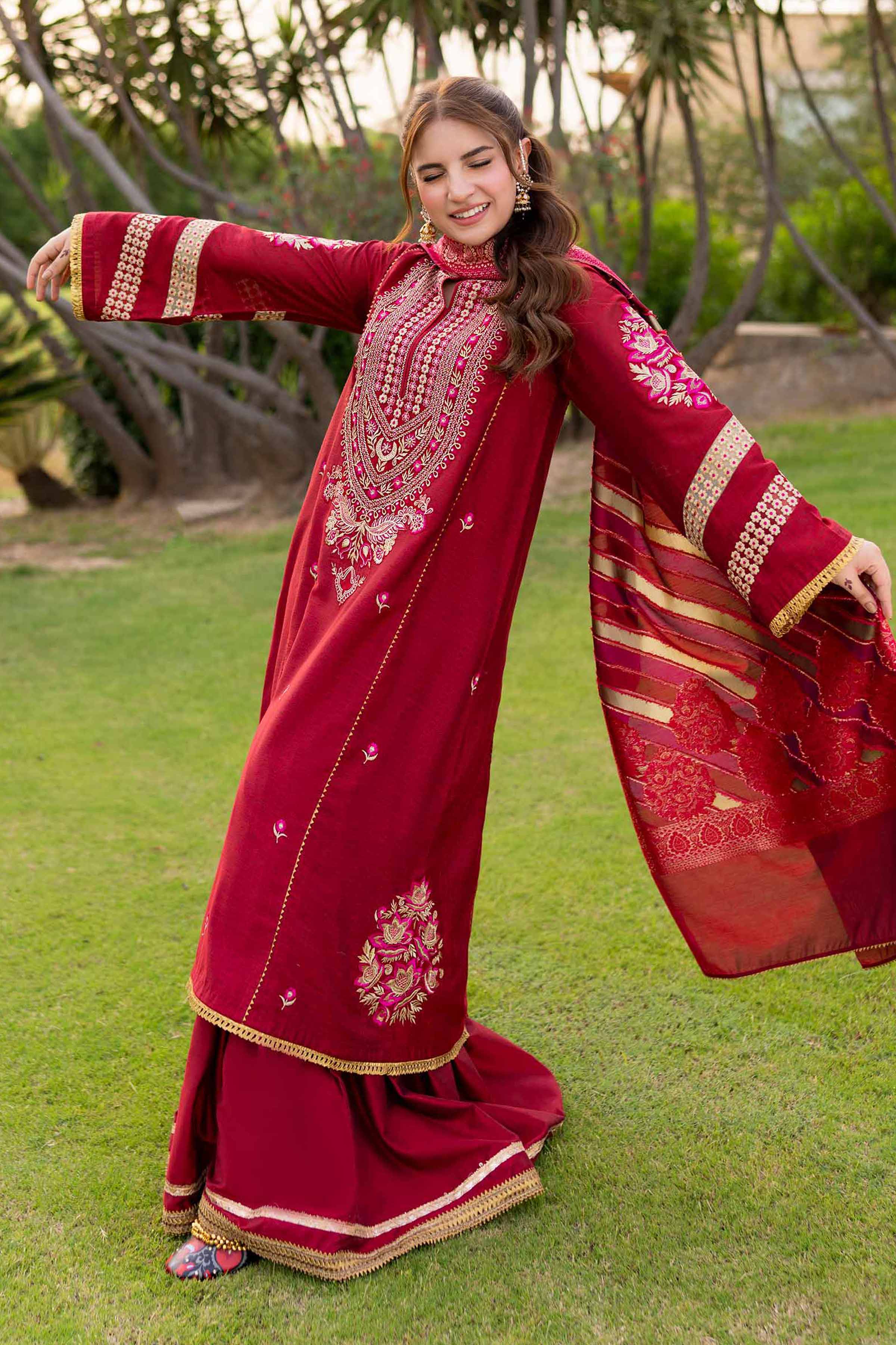 3 Piece - Yarn Dyed Embroidered Suit - 42401981