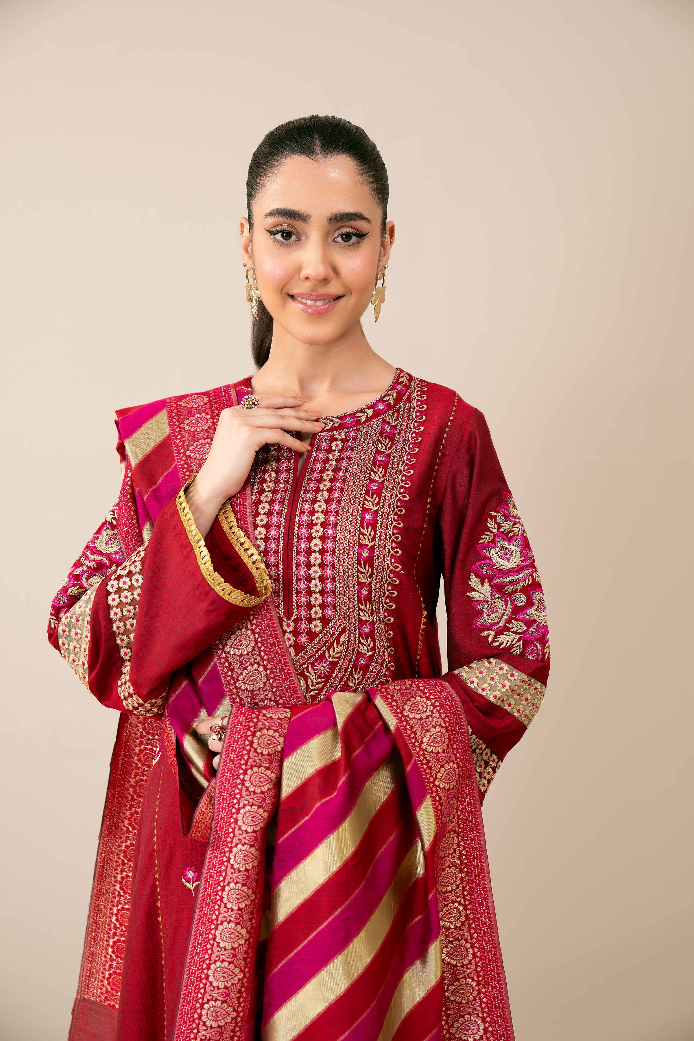 3 Piece - Yarn Dyed Embroidered Suit - 42401981
