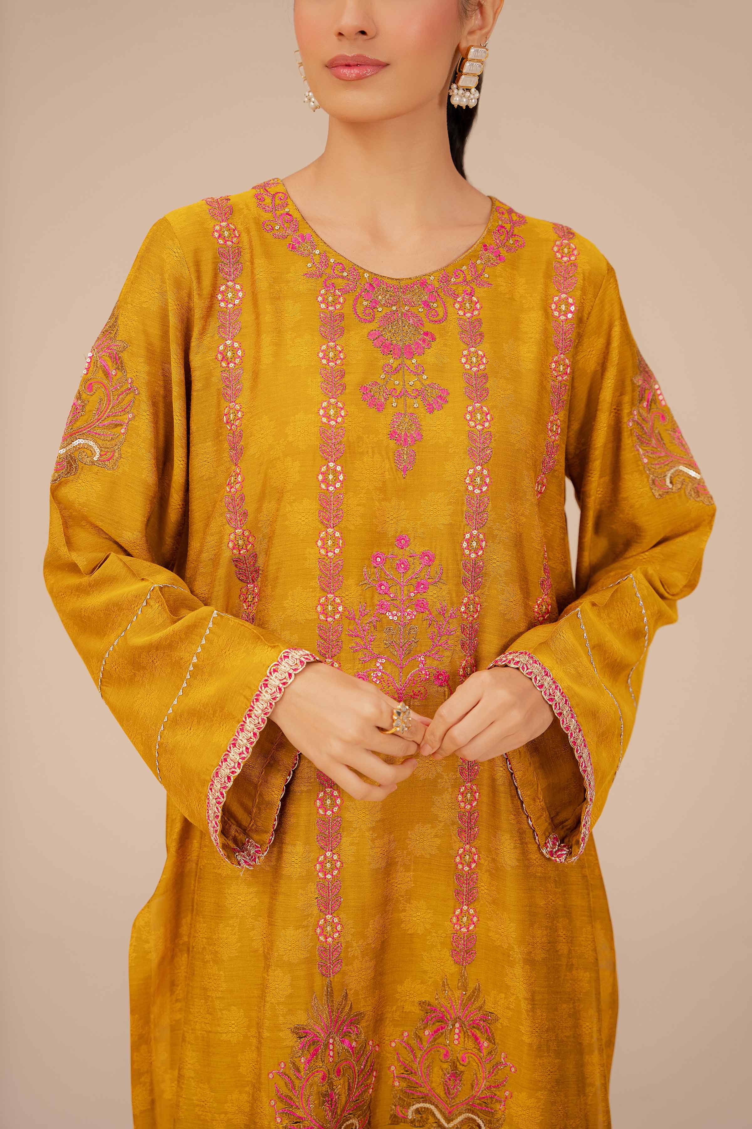 3 Piece - Yarn Dyed Embroidered Suit - 42401982