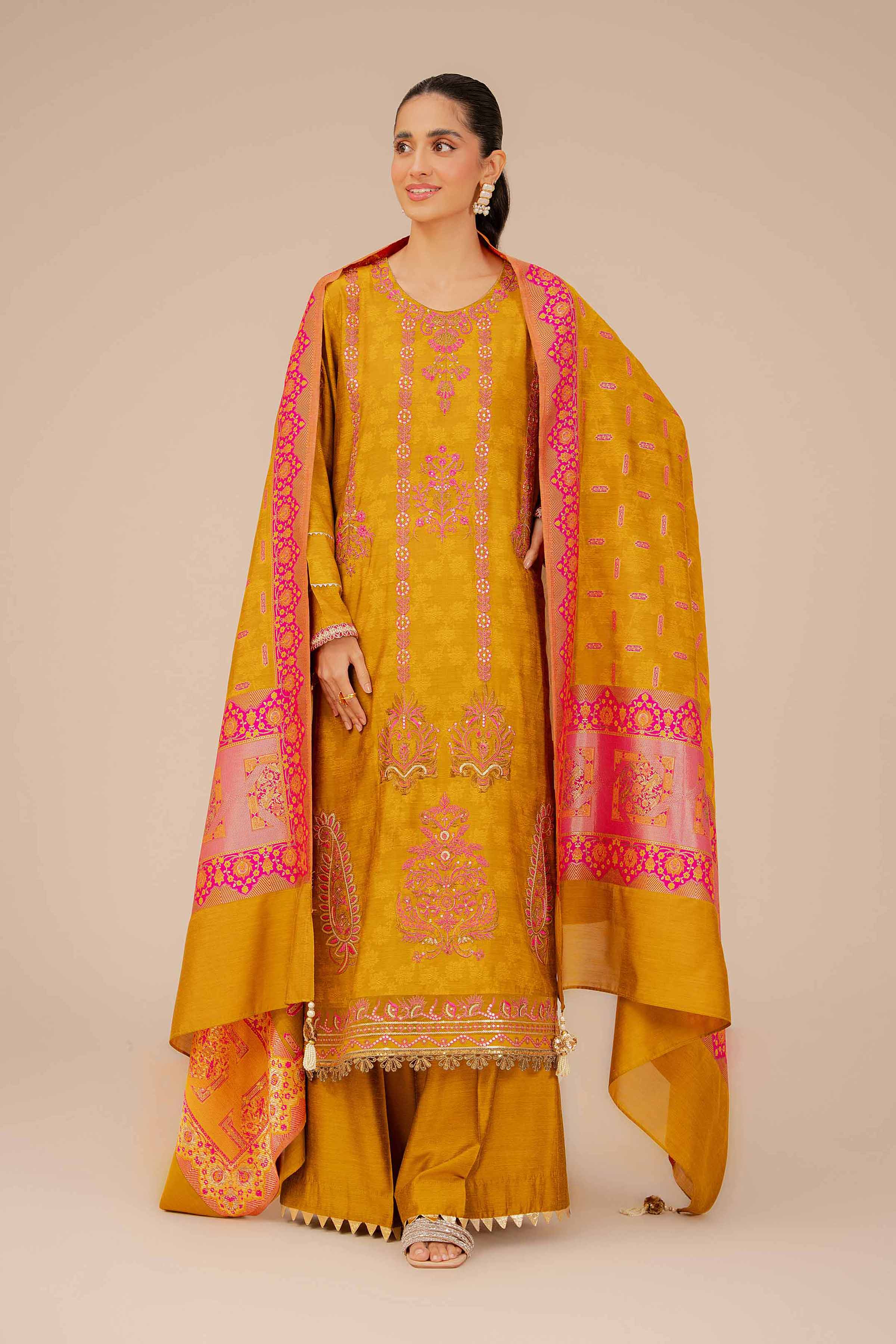 3 Piece - Yarn Dyed Embroidered Suit - 42401982