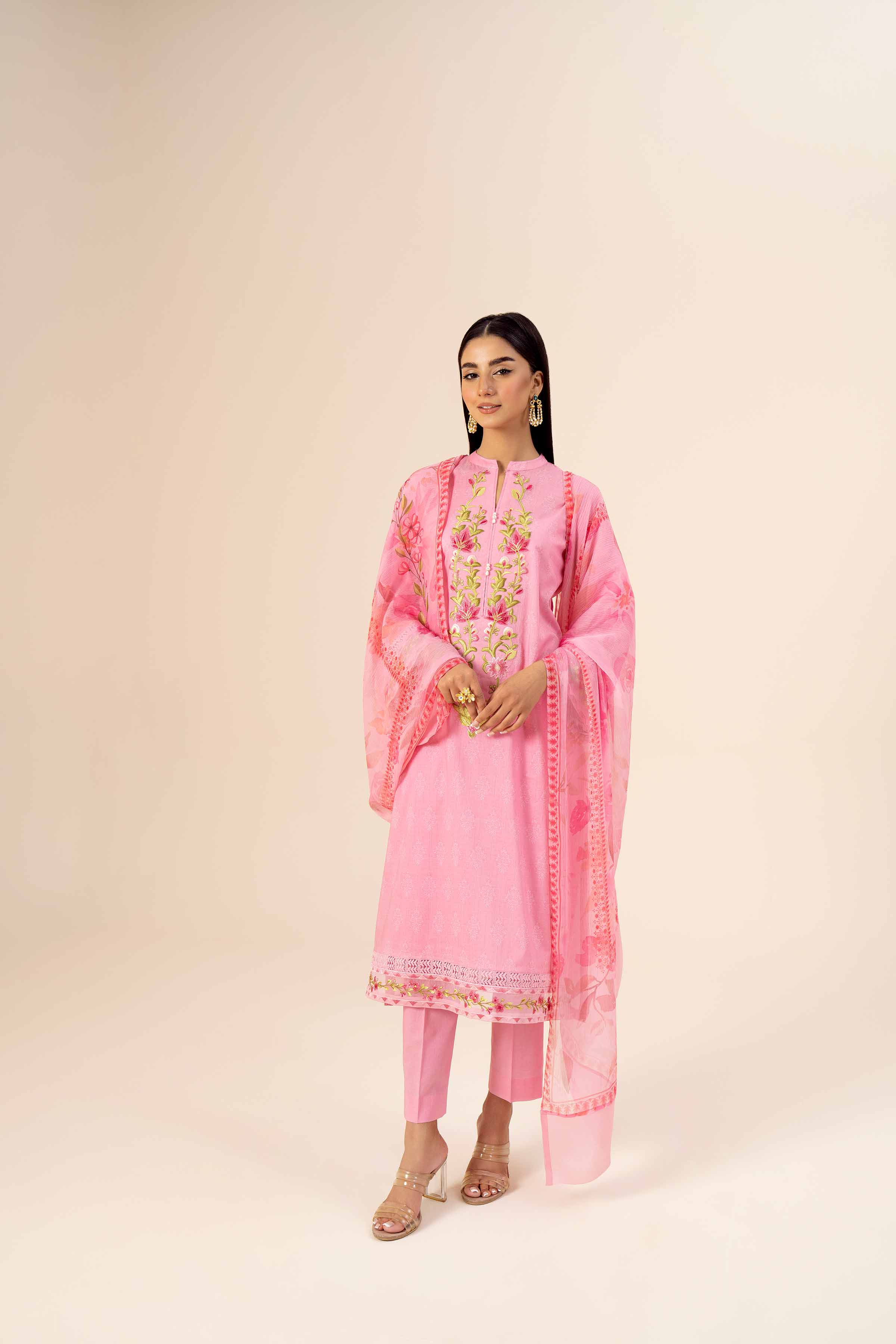 3 Piece - Printed Embroidered Suit - 42402038