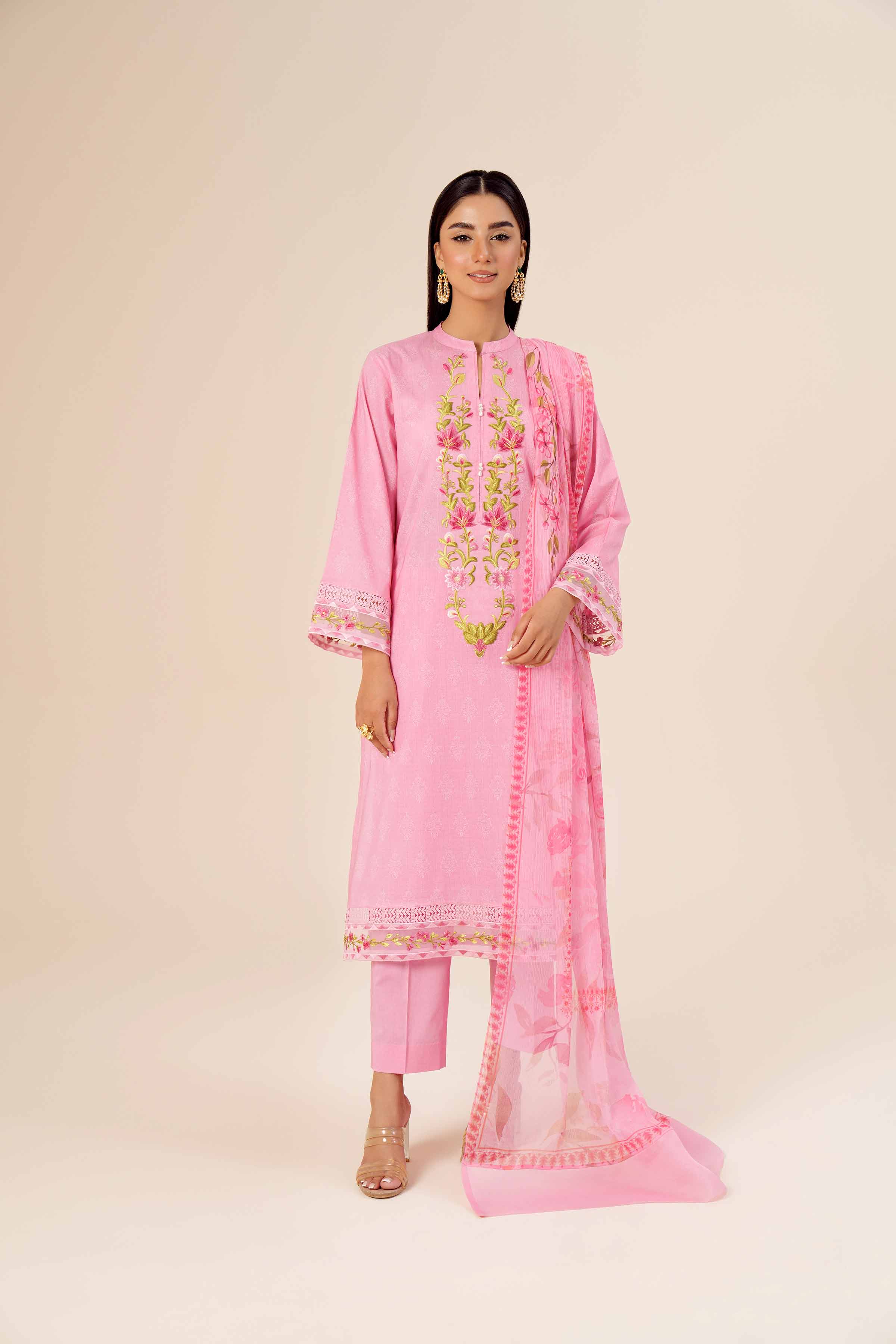 3 Piece - Printed Embroidered Suit - 42402038