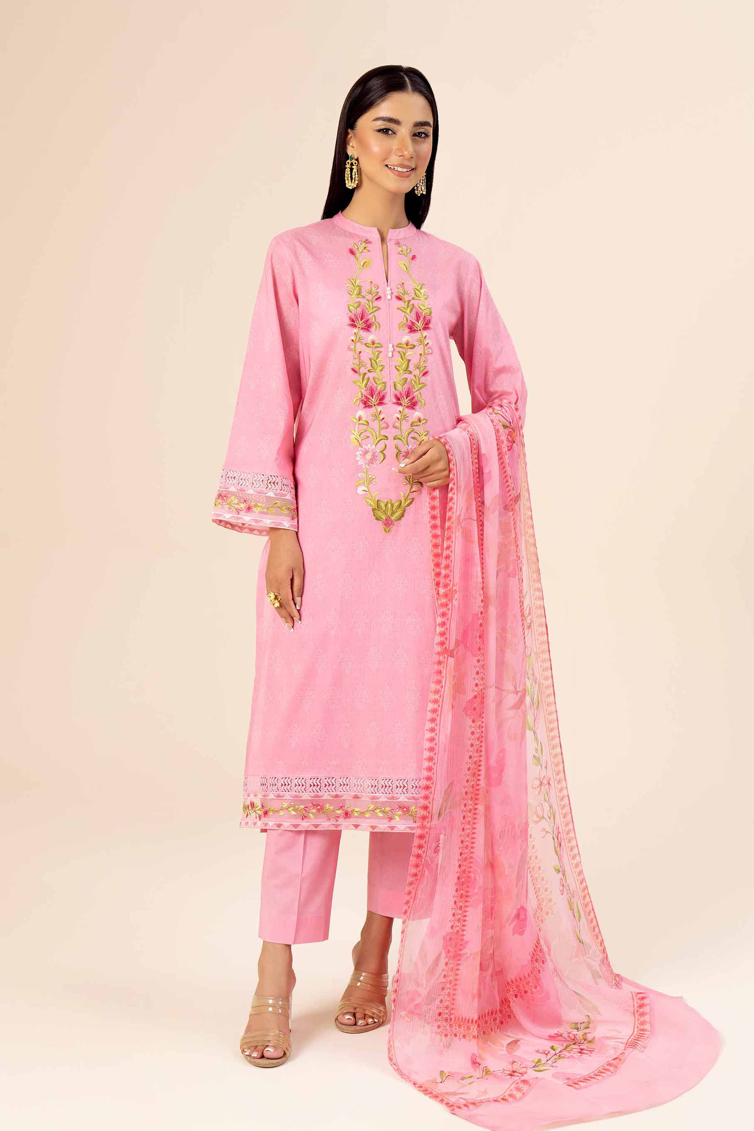 3 Piece - Printed Embroidered Suit - 42402038