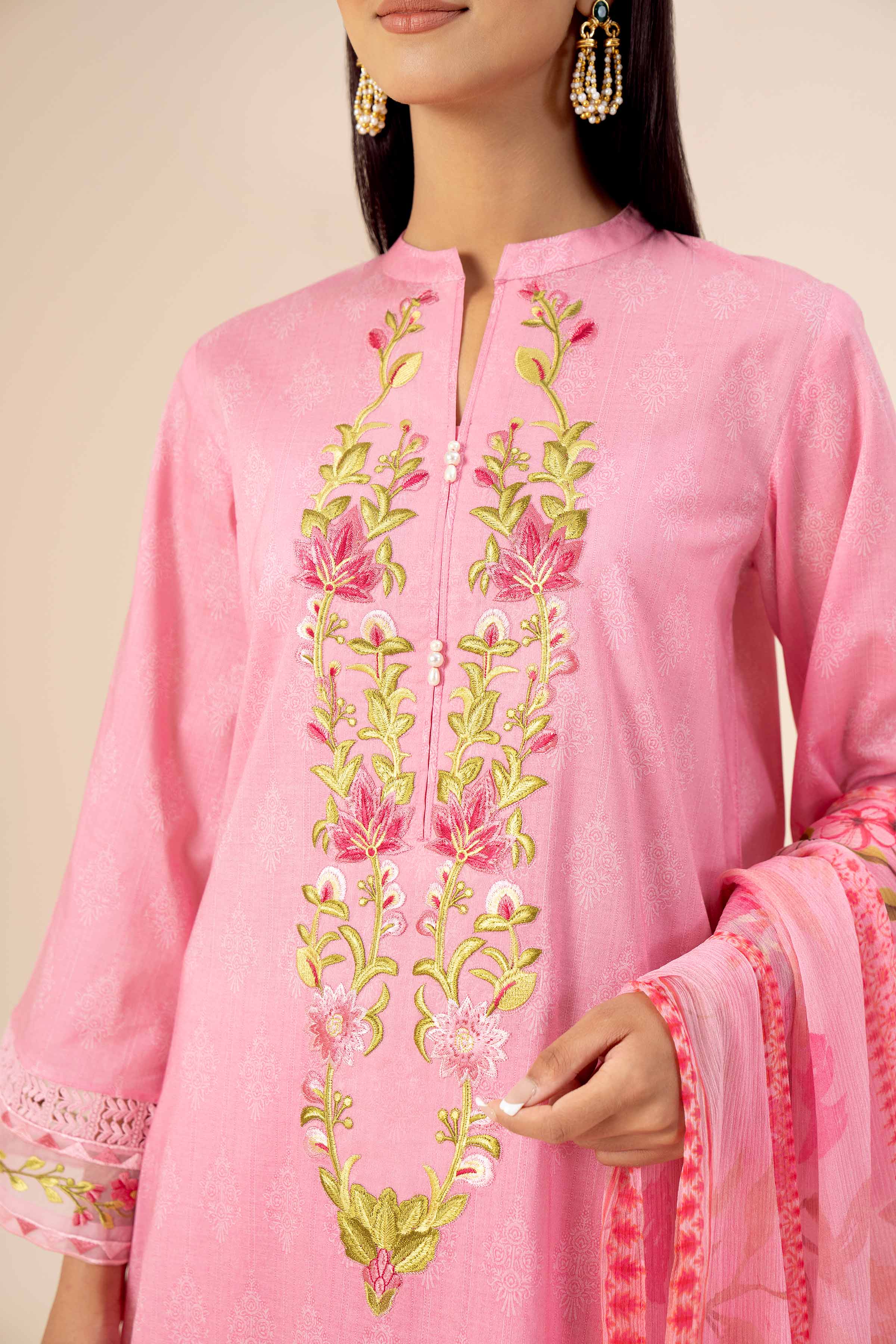 3 Piece - Printed Embroidered Suit - 42402038