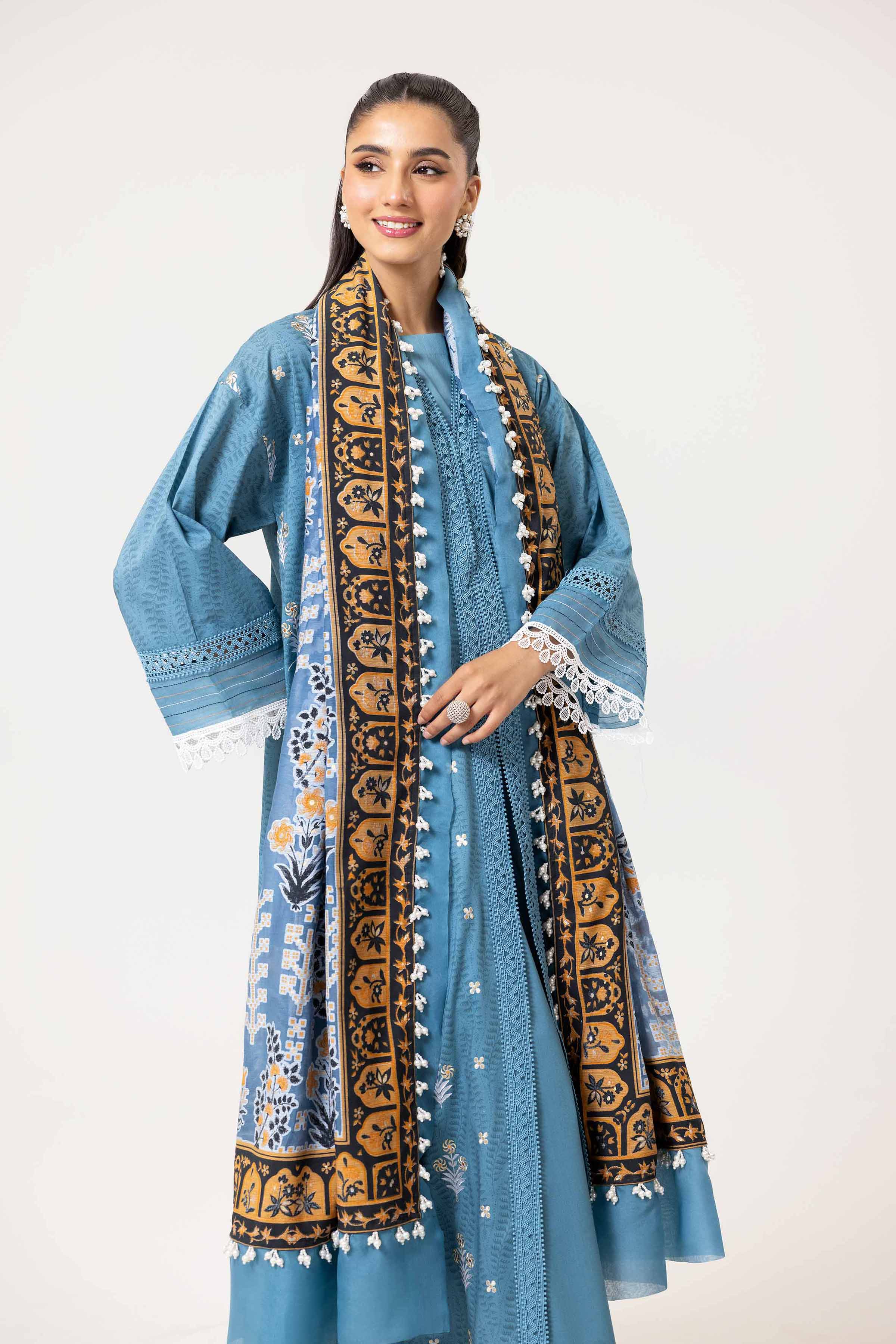3 Piece - Printed Embroidered Suit - 42402132