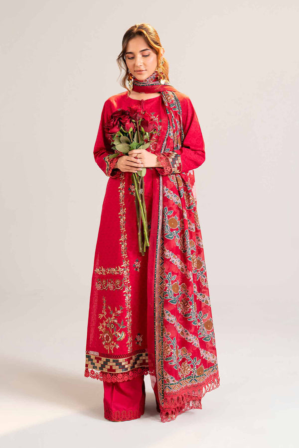 3 Piece - Printed Embroidered Suit - 42402136