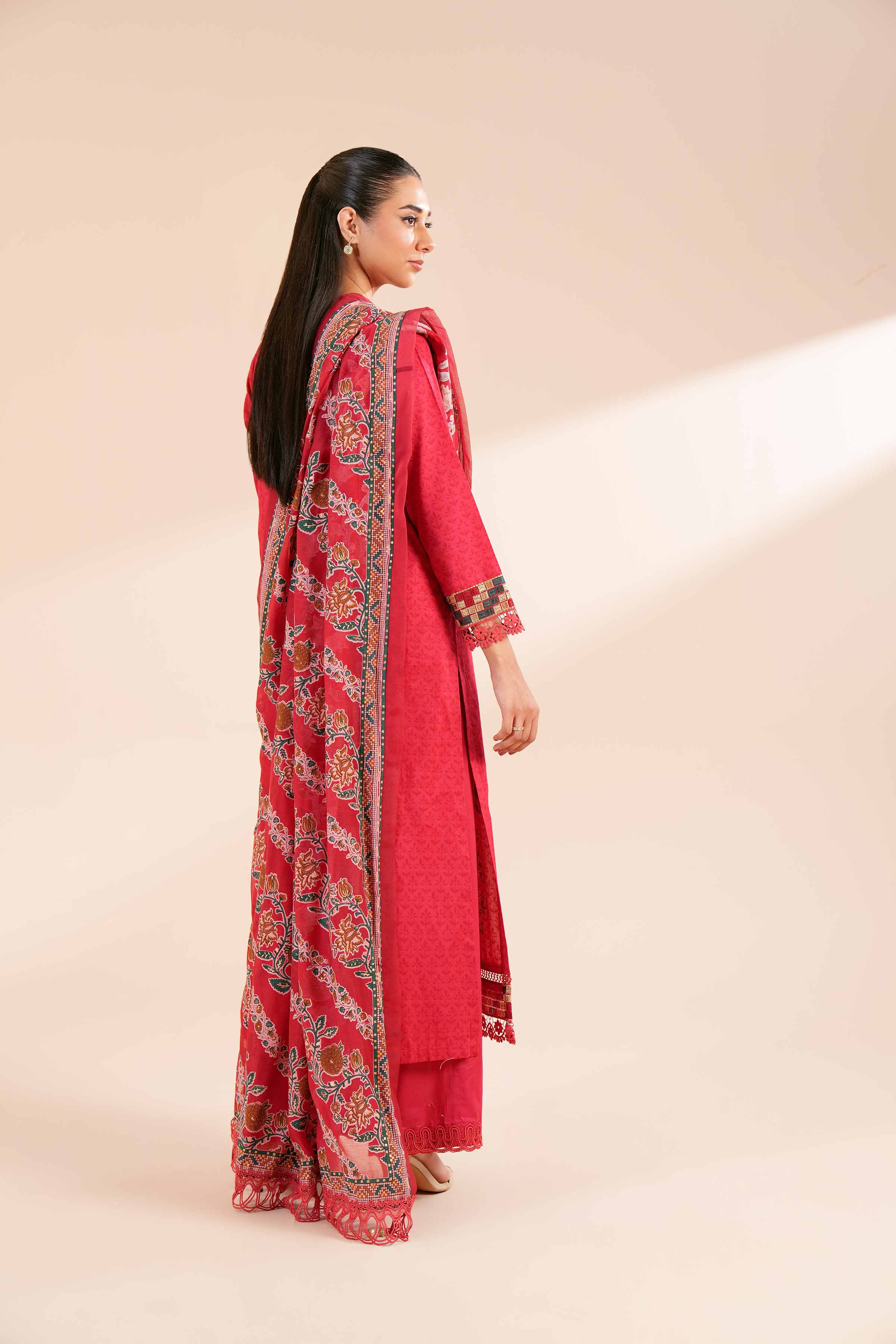 3 Piece - Printed Embroidered Suit - 42402136