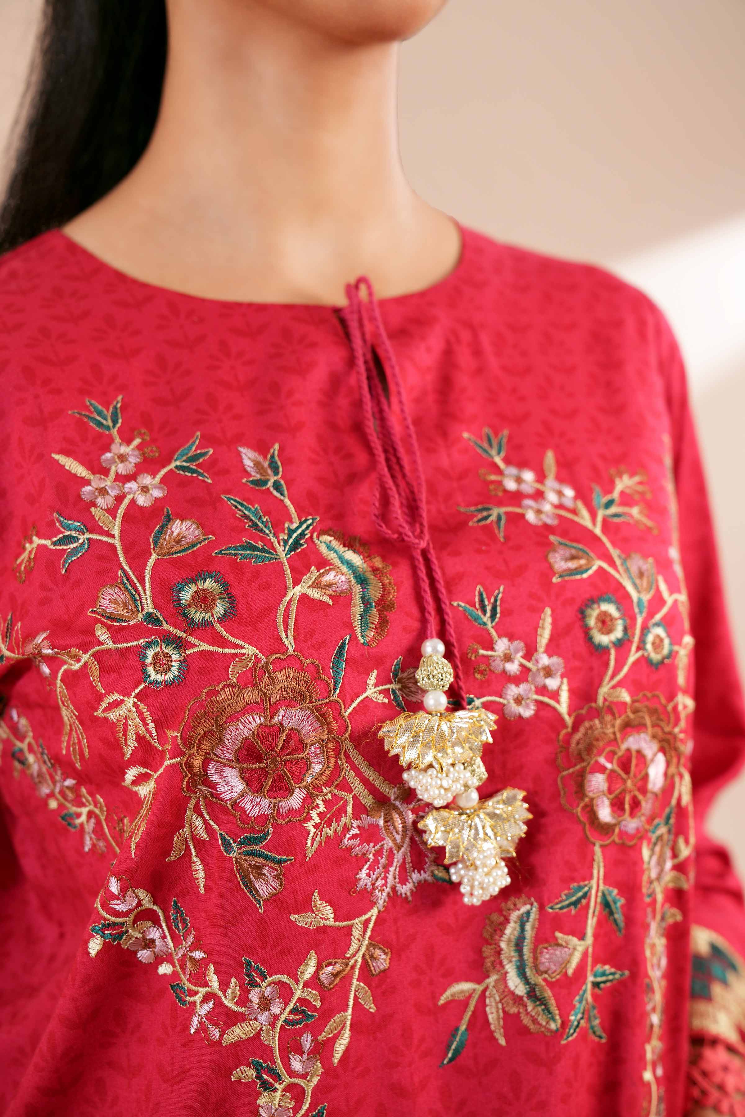 3 Piece - Printed Embroidered Suit - 42402136