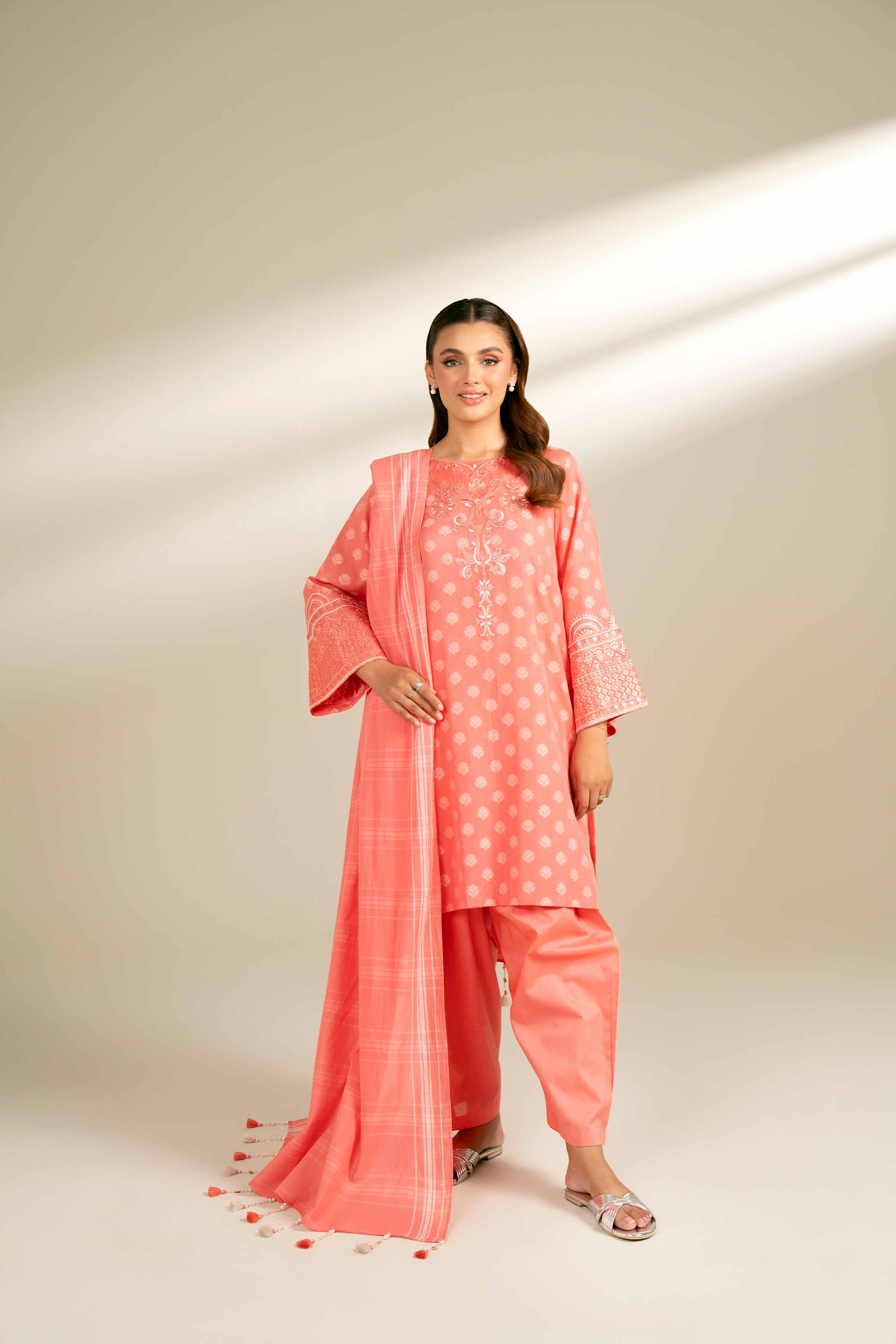 3 Piece - Yarn Dyed Embroidered Suit - 42402165