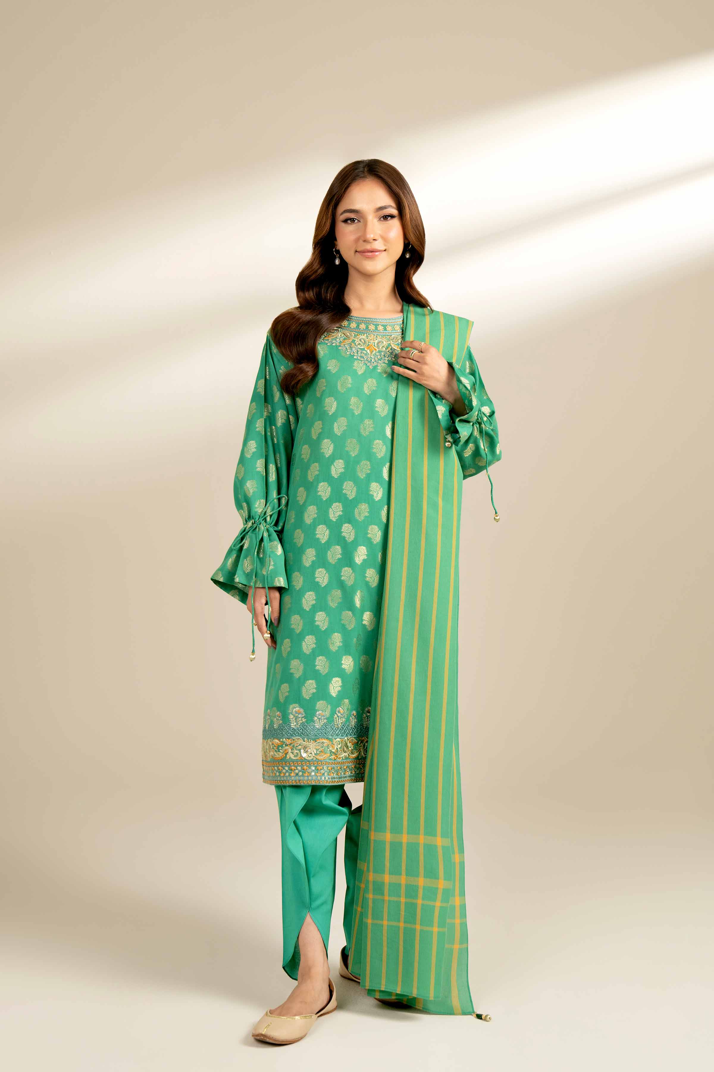 3 Piece - Yarn Dyed Embroidered Suit - 42402166