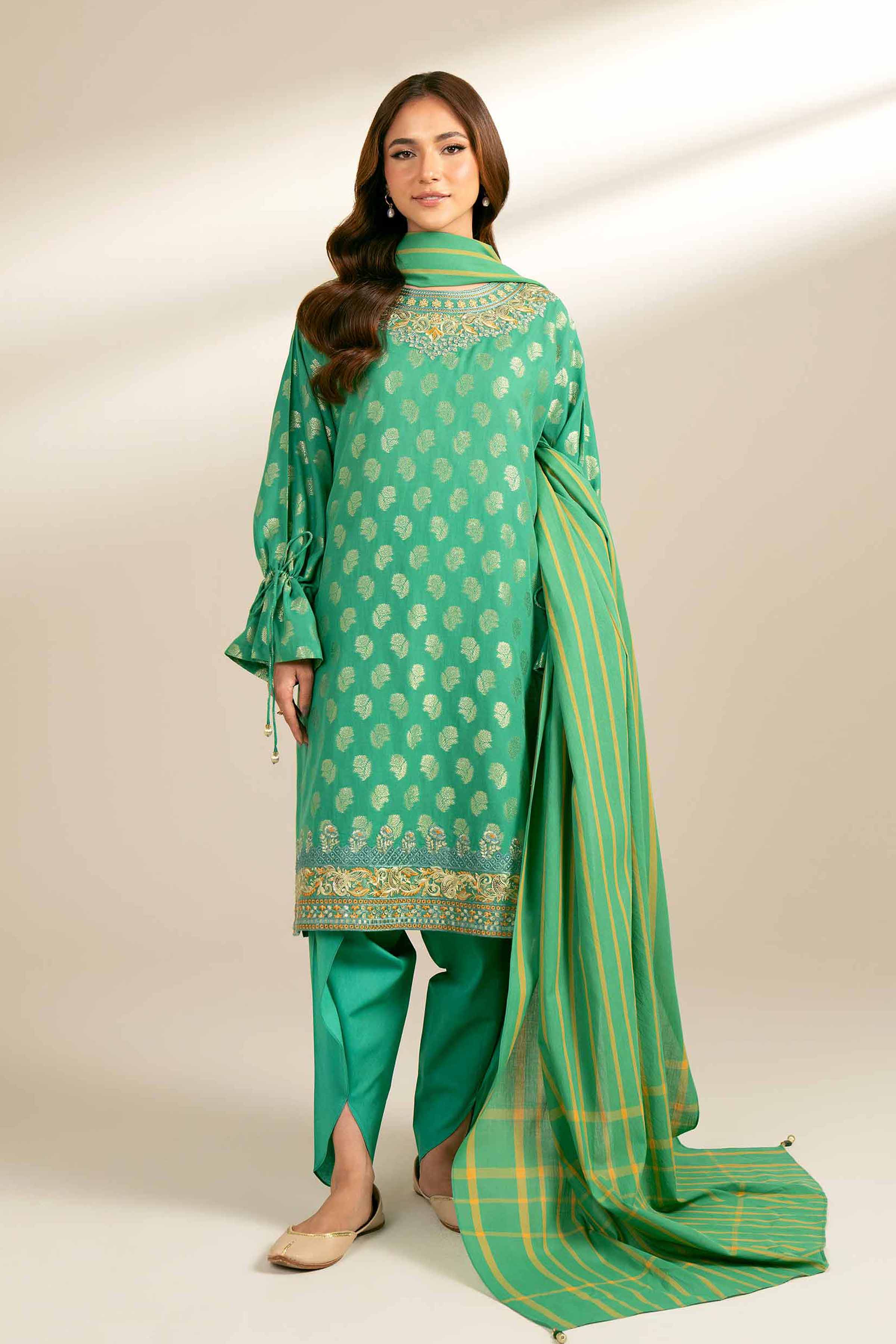3 Piece - Yarn Dyed Embroidered Suit - 42402166