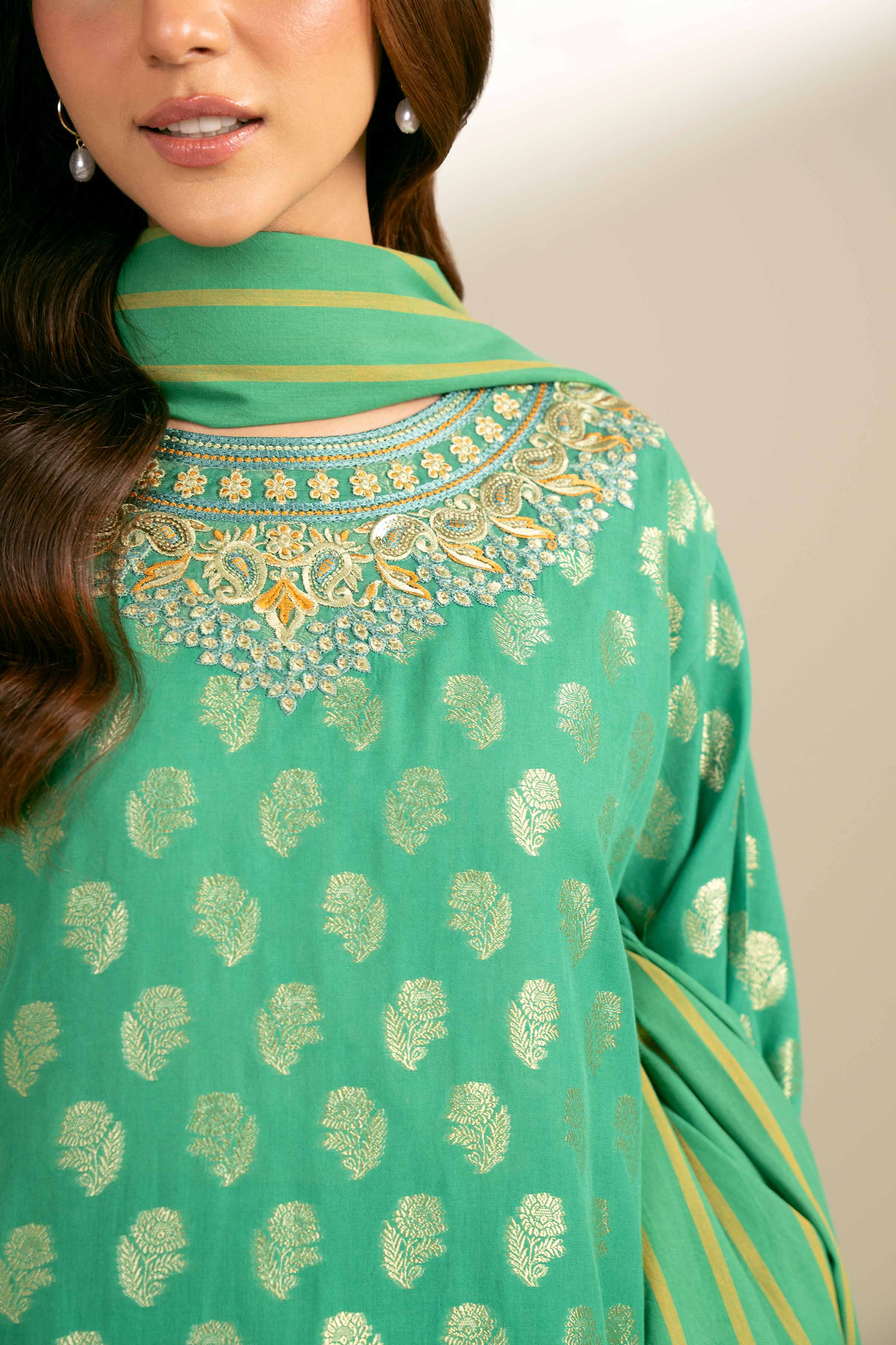 3 Piece - Yarn Dyed Embroidered Suit - 42402166