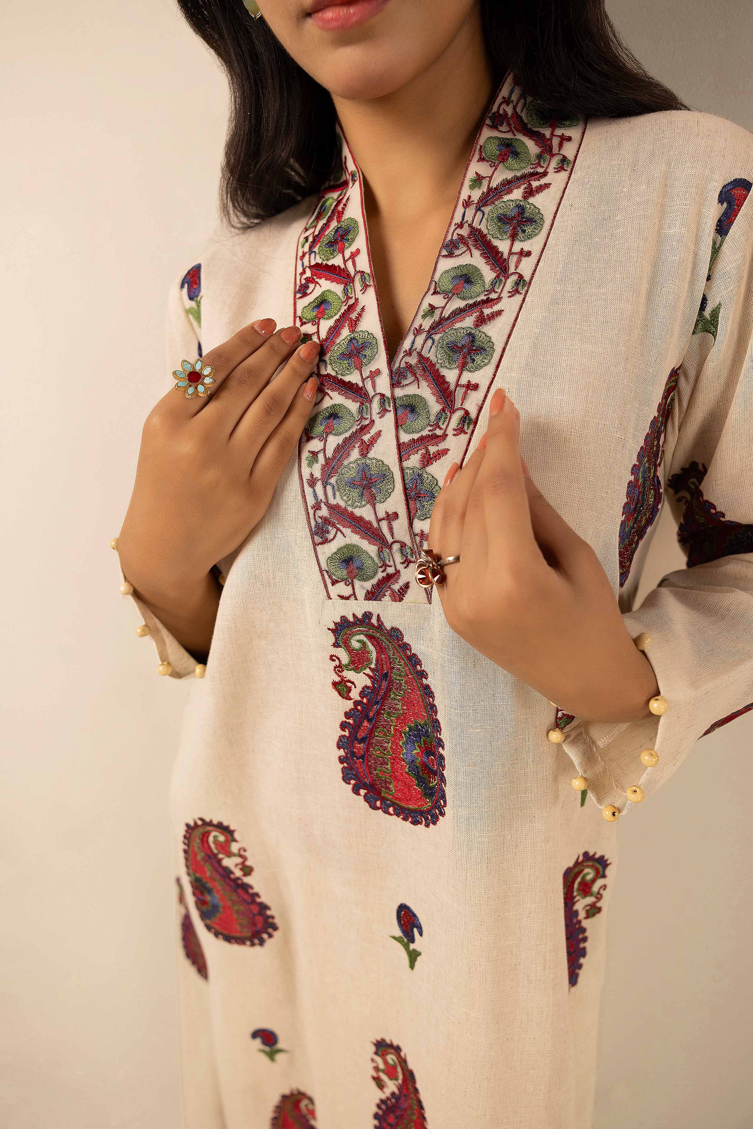 2 Piece - Dyed Embroidered Suit - 42404034