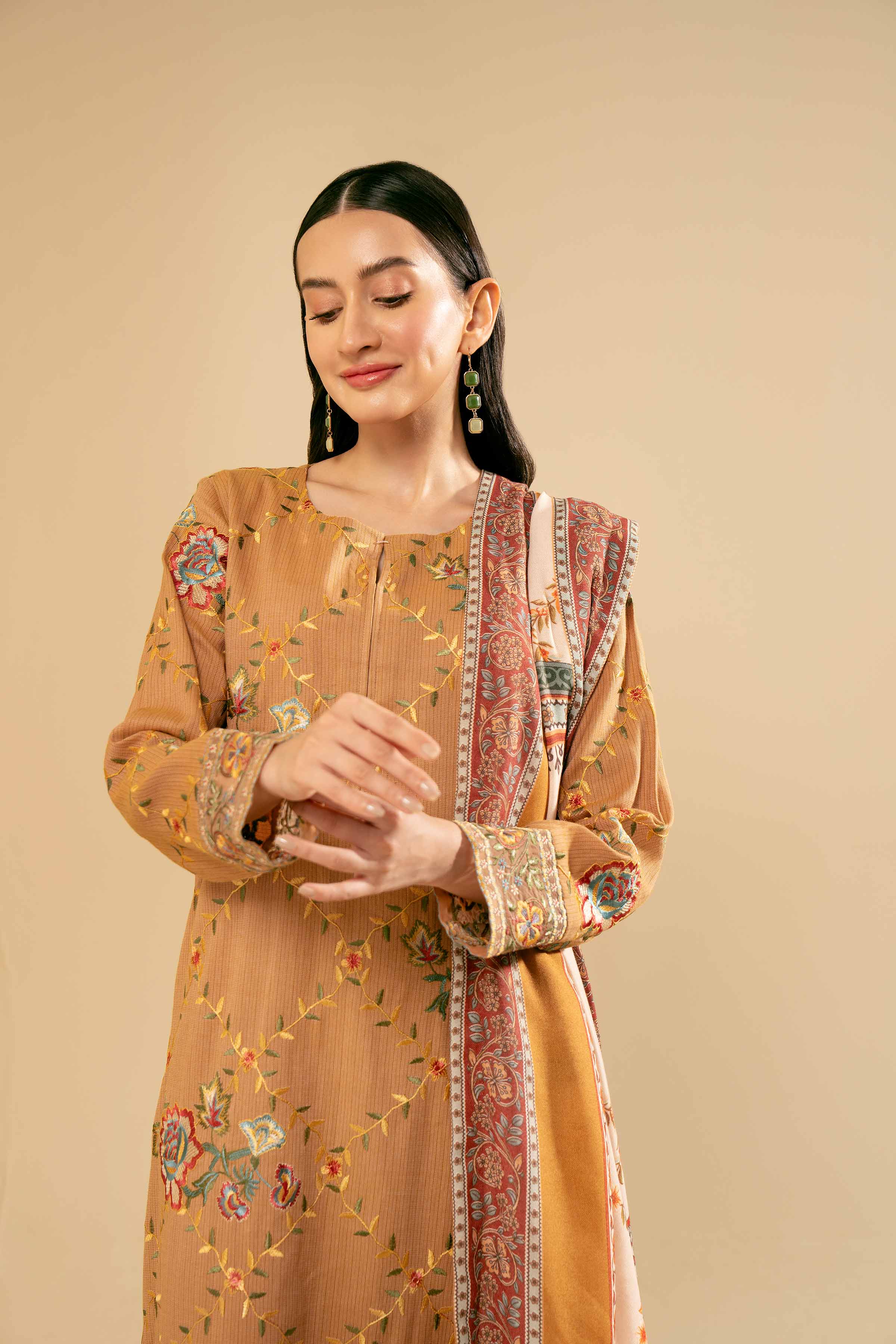 3 Piece - Yarn Dyed Embroidered Suit - 42404333