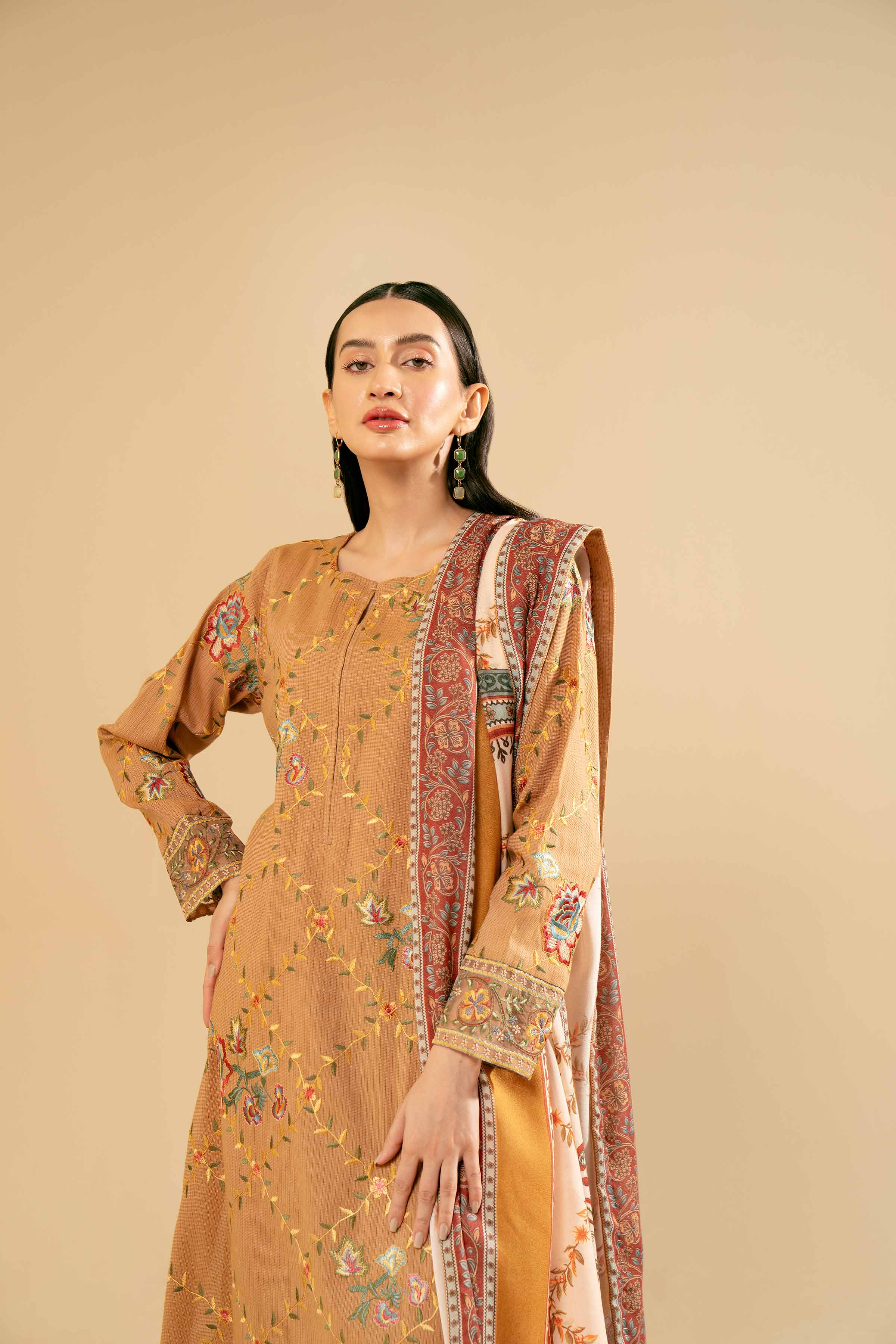 3 Piece - Yarn Dyed Embroidered Suit - 42404333