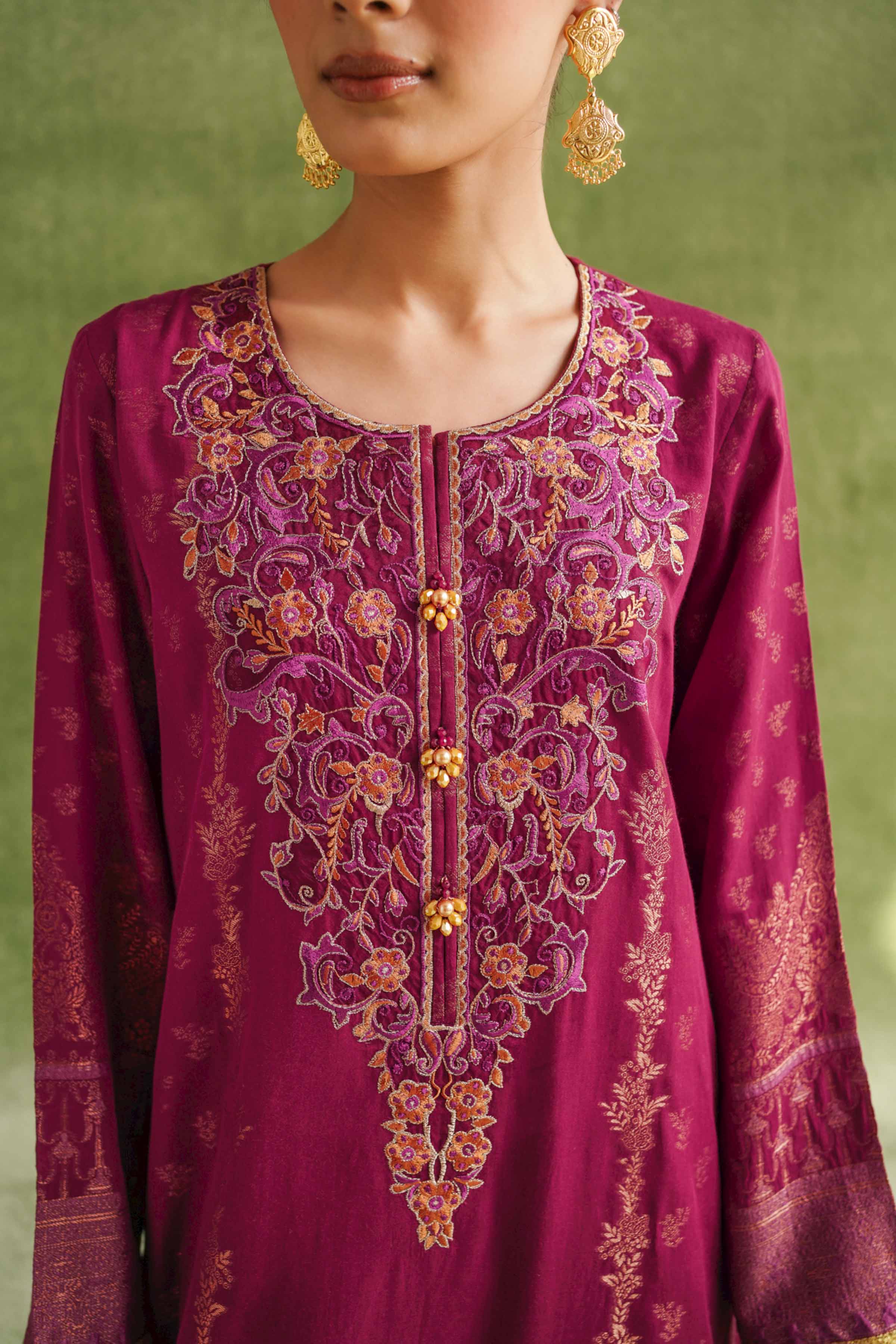 3 Piece - Jacquard Embroidered Suit - 42404356
