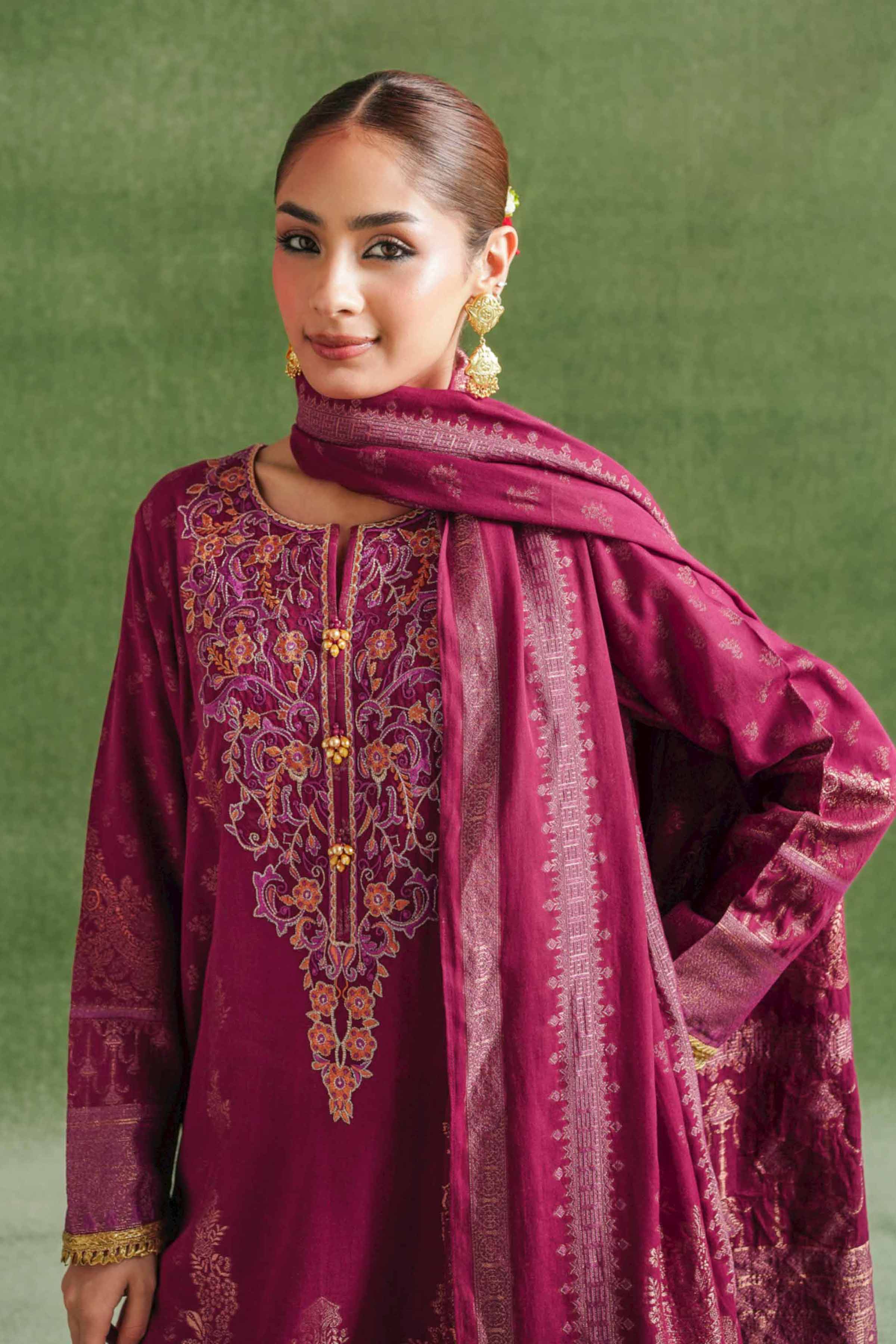 3 Piece - Jacquard Embroidered Suit - 42404356