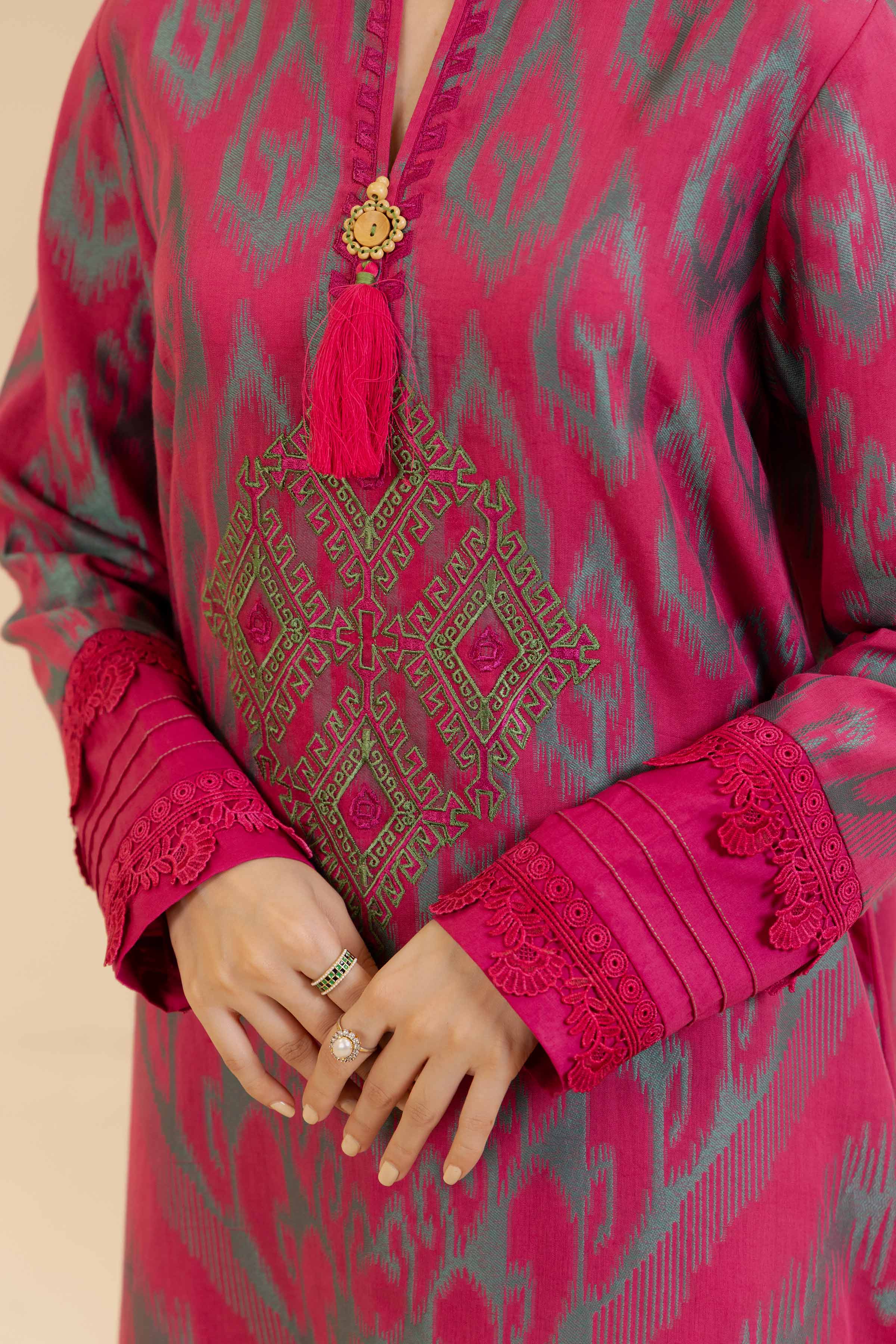 3 Piece - Jacquard Embroidered Suit - 42404362